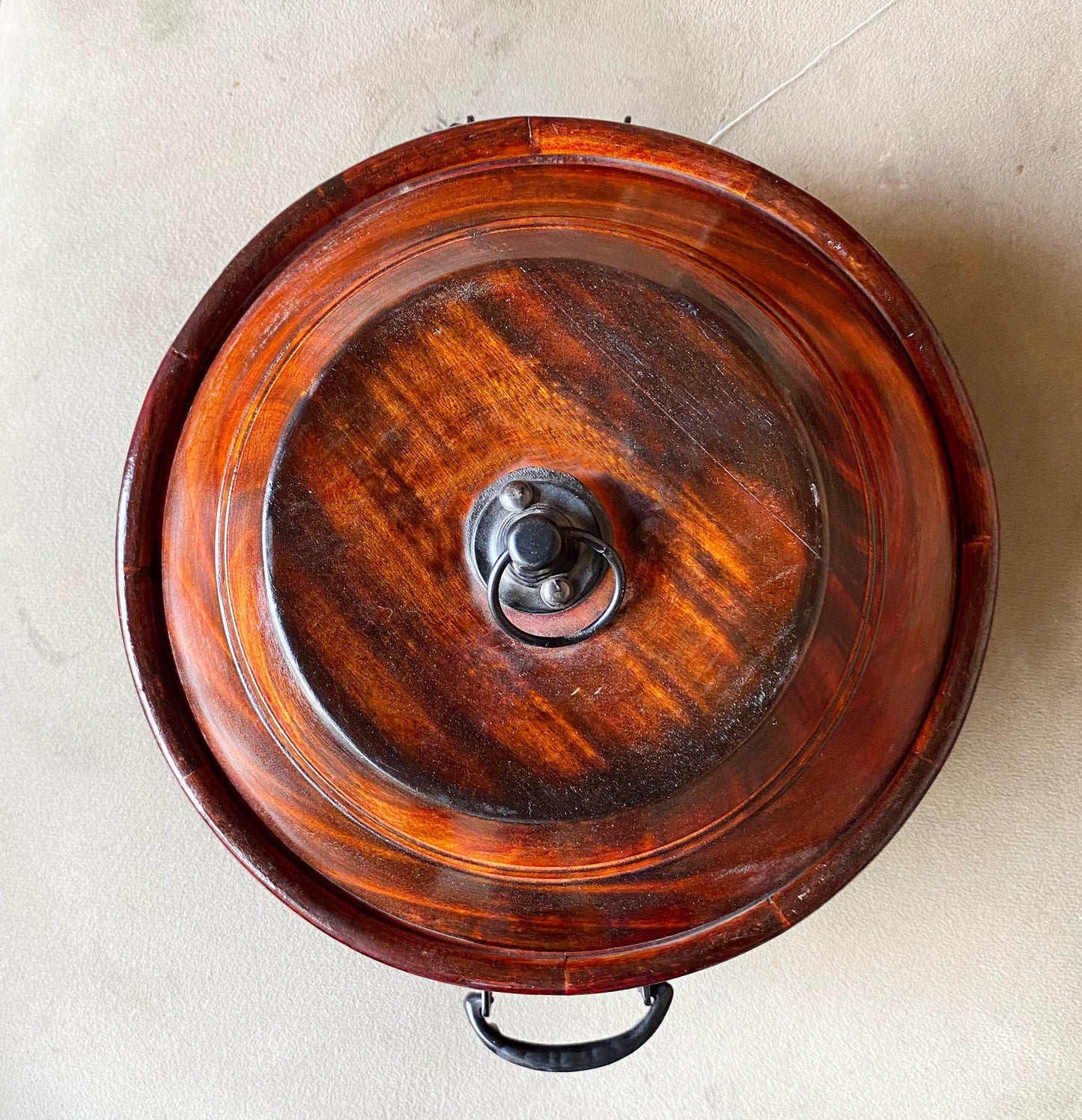 Handmade Teak Wood Casserole Dish: Carved Roti Chapati Box