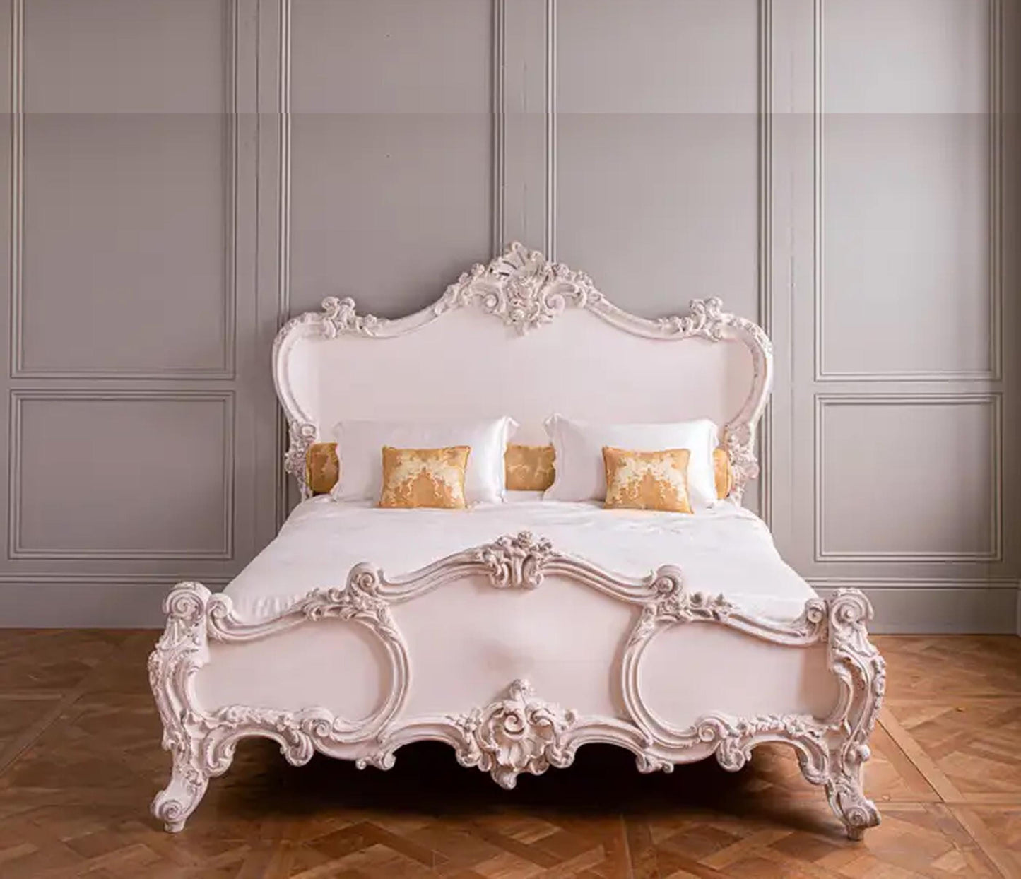 Handmade Royal French Regency King Size Bed: Bohemian Rococo Style