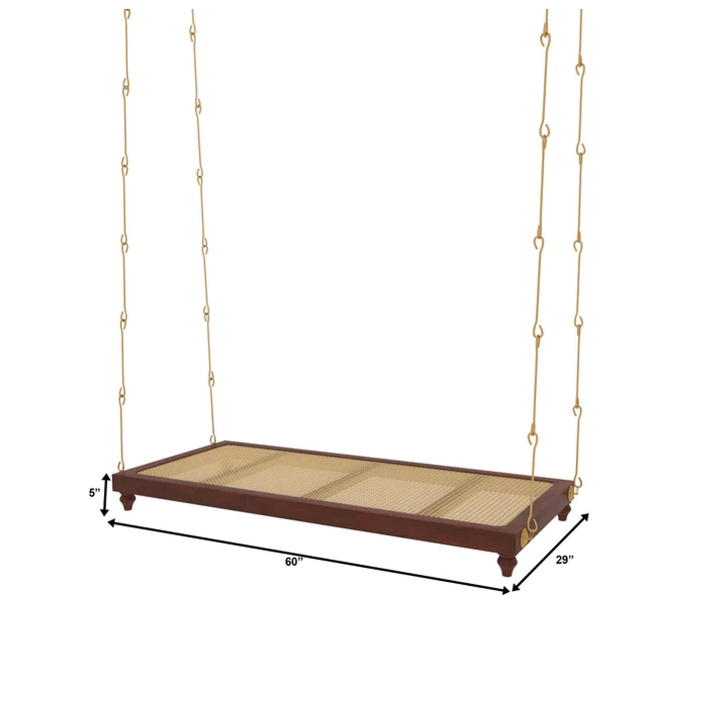 Handmade Teak Wood Swing with Brass Chain - Traditional Jhula