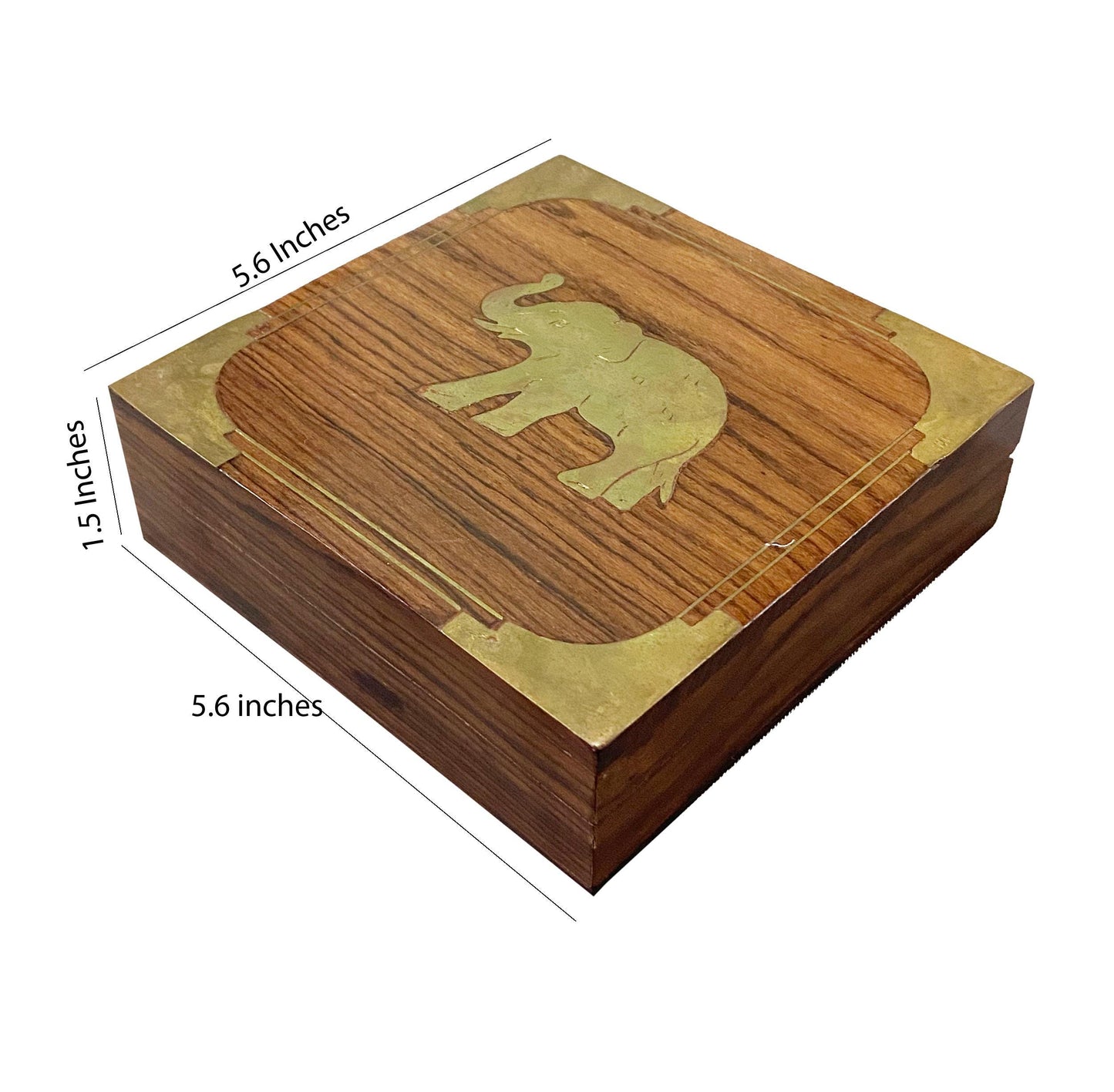 Handmade Wood & Brass Elephant Box: Mid-Century Decor