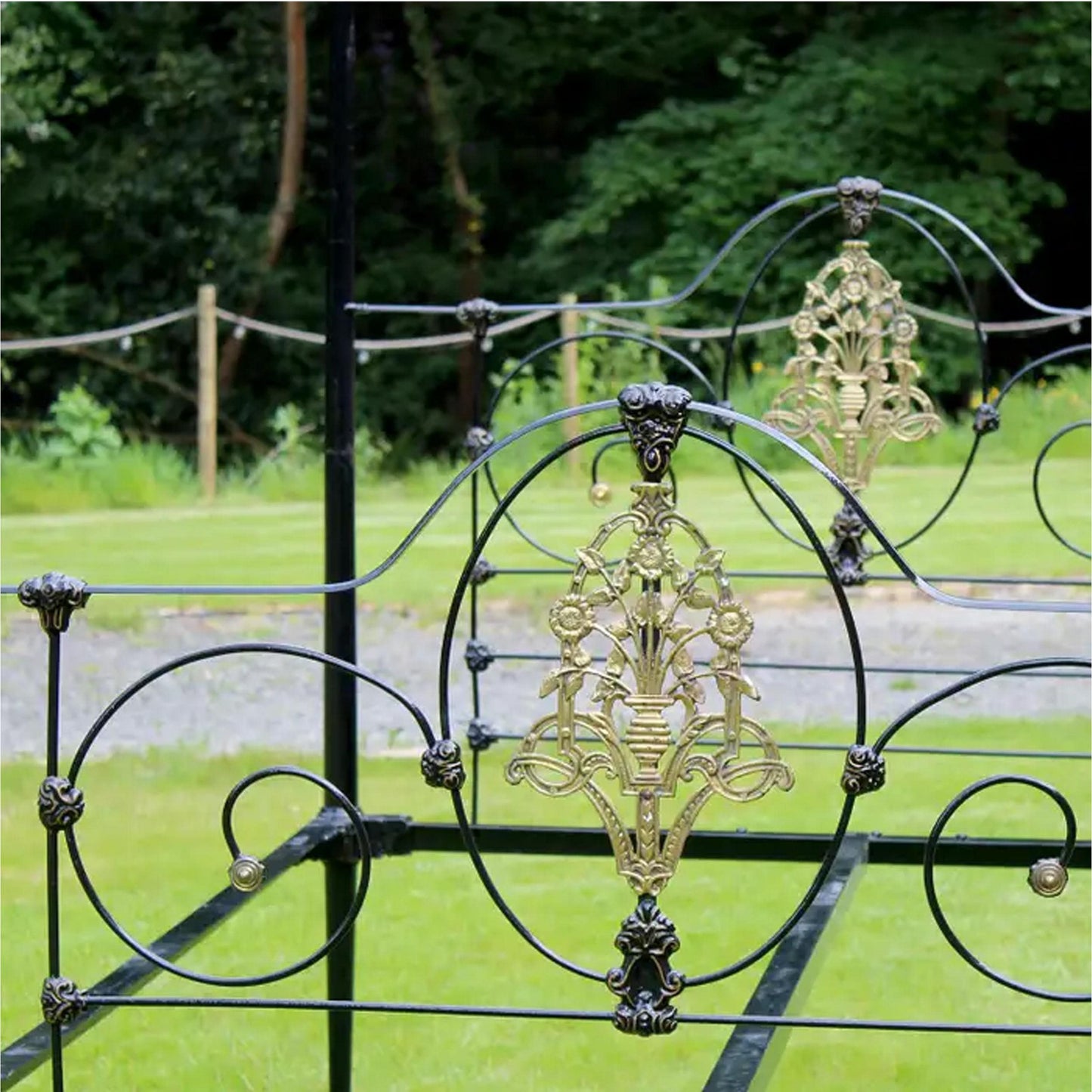 Handmade Brass Canopy Bed Frame: Wrought Iron 4 Poster Bed