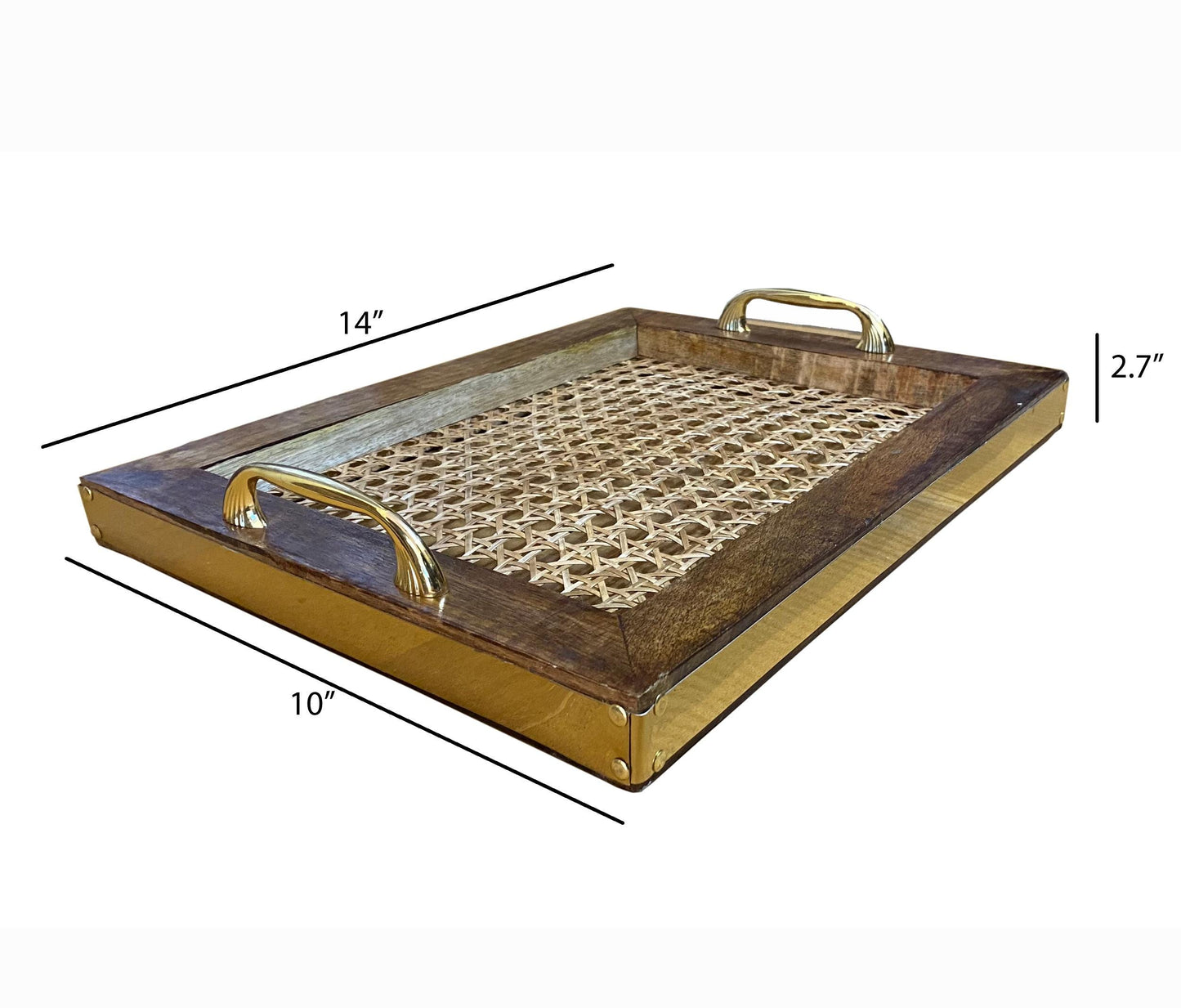 Handmade Wood Cane Tray: Mid-Century Coffee Table Decor