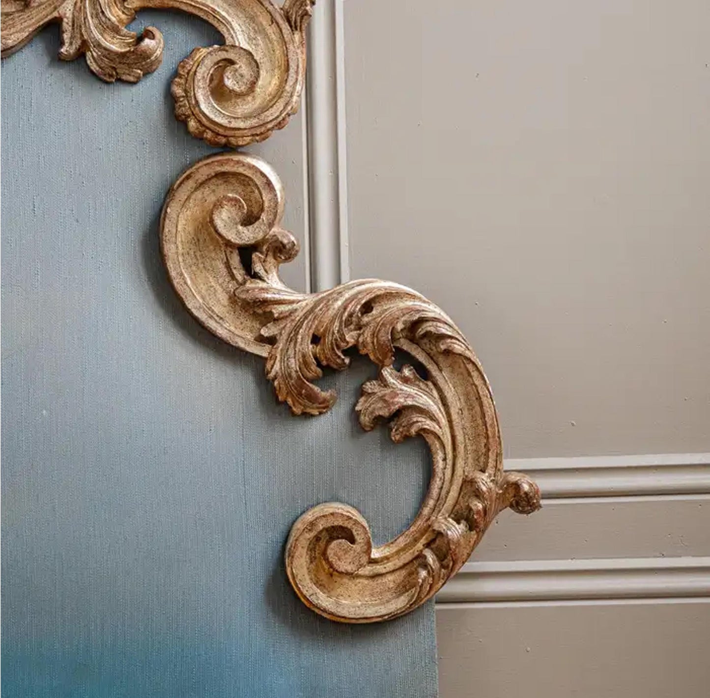 Handmade Gilt Wood King/Queen Headboard: Mid-Century Rococo Style