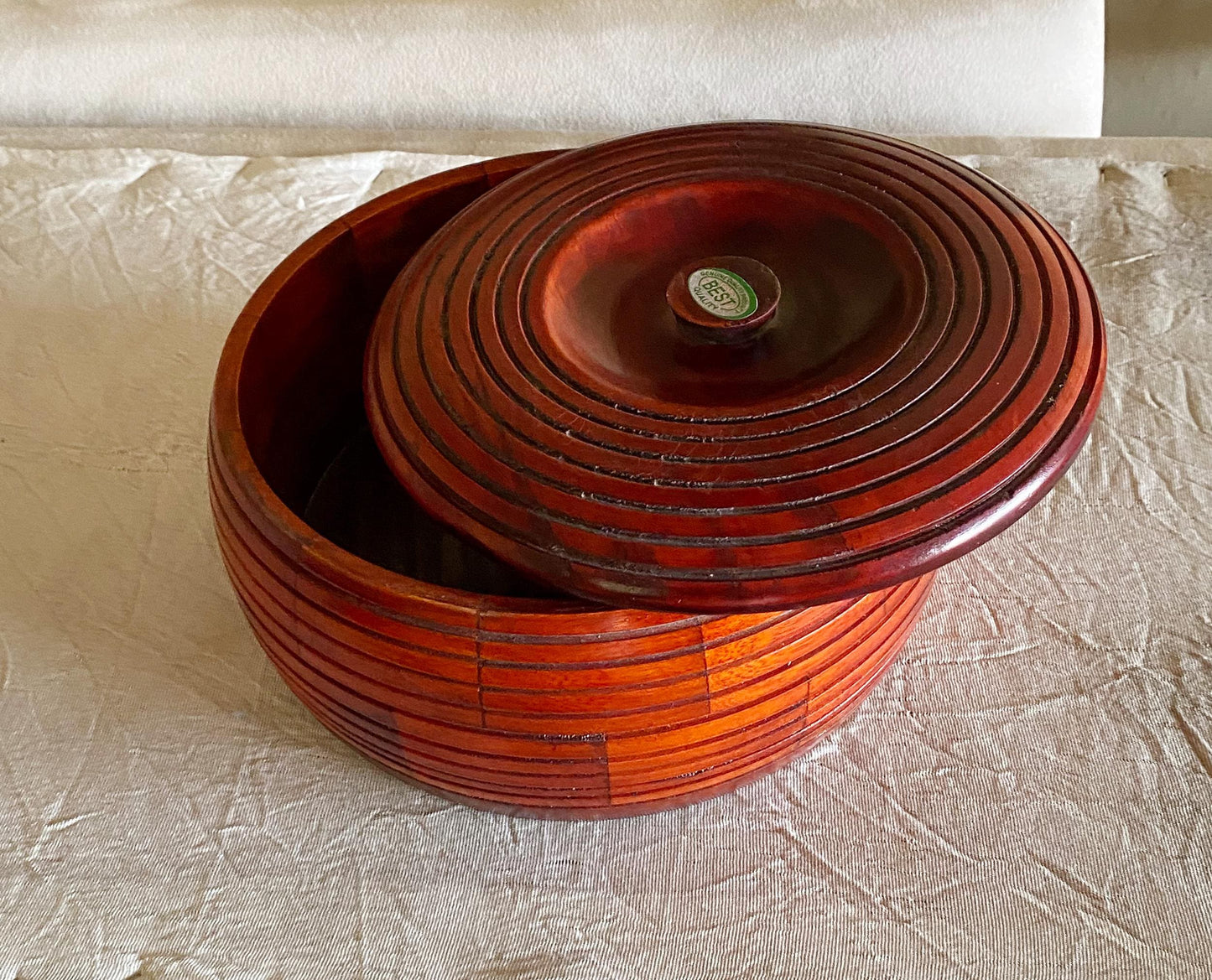 Handmade Teak Wood Casserole Dish with Lid - Brown Roti Chapati Box