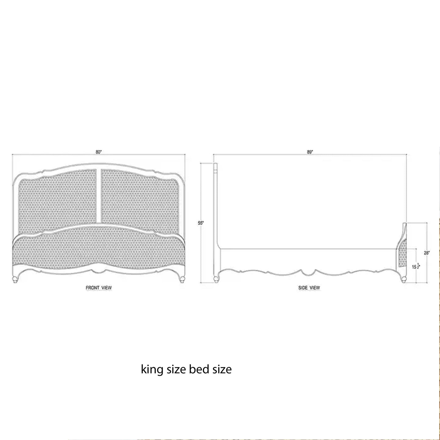 Handmade White Oak & Cane King Bed Frame - Mid Century Modern