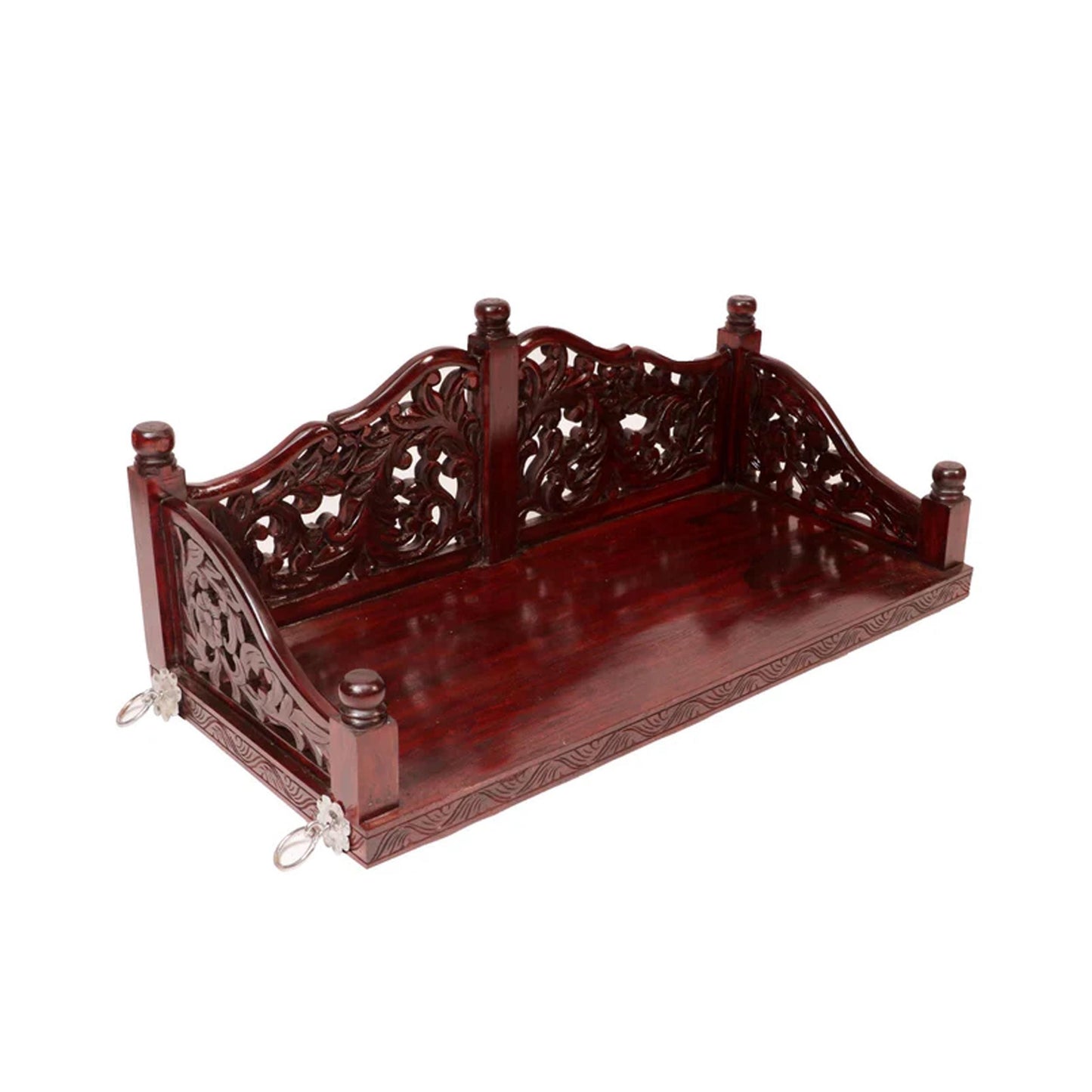 Hand Carved Teak Wood Swing: Mid-Century Modern Hanging Jhula