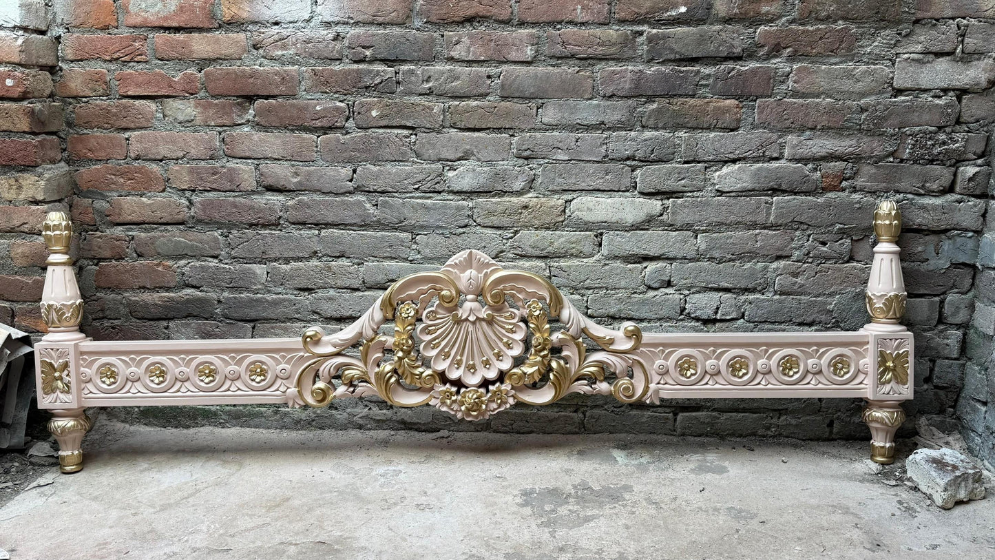 Handmade Giltwood Bed Frame: Tufted Rococo Style, Louis XV