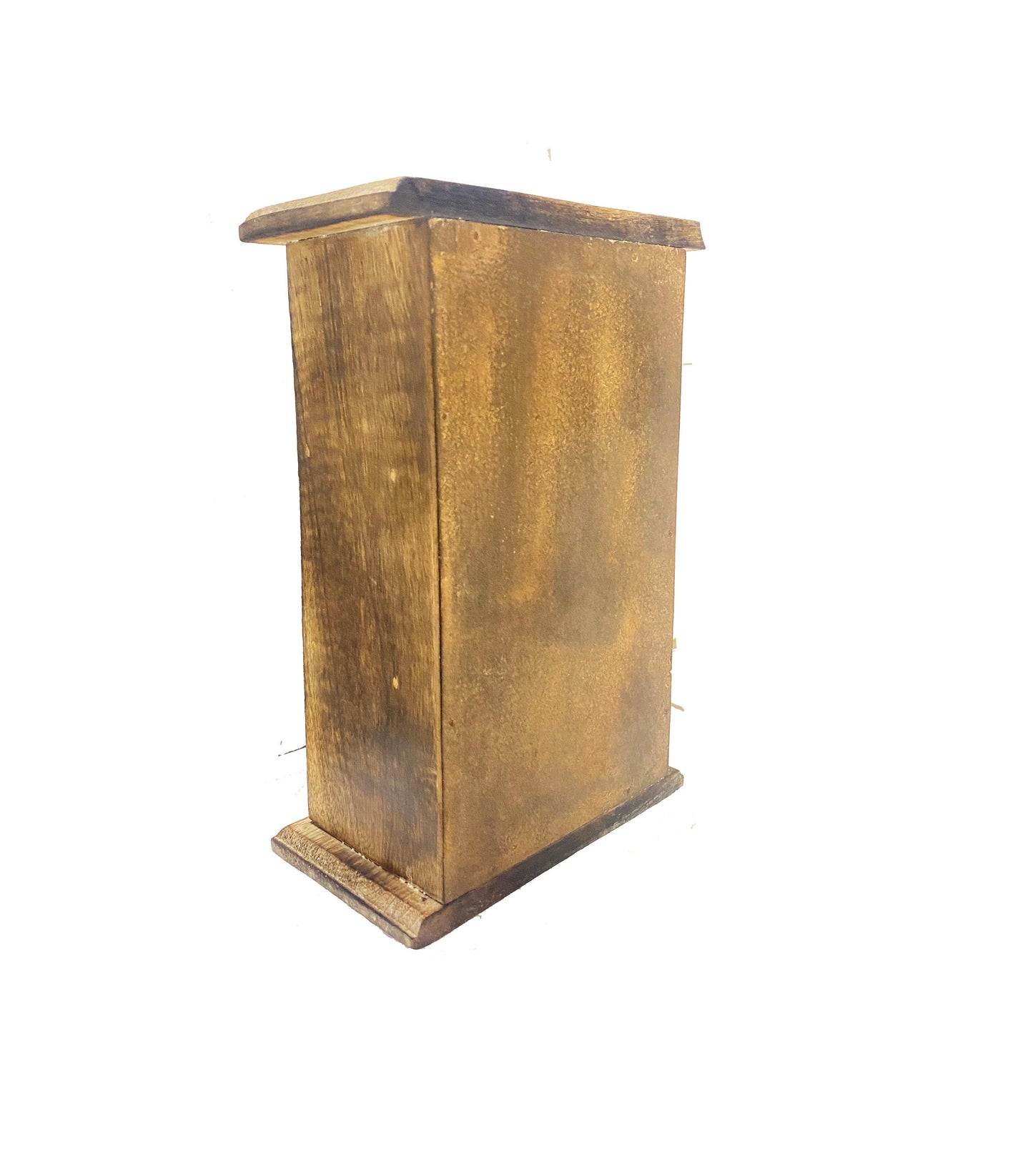 Handmade Wooden Shelf with Ceramic 3-Drawer - Antique Brown