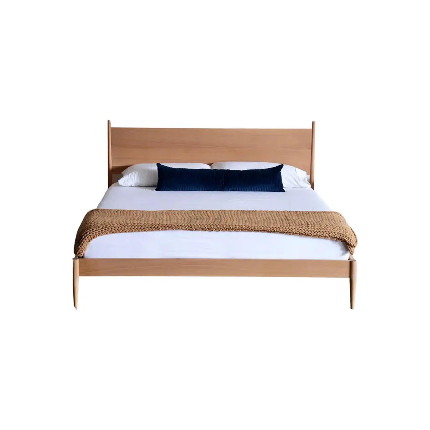 Handmade Mid-Century Modern Bed Frame: Solid Wood, Bohemian Rococo Style