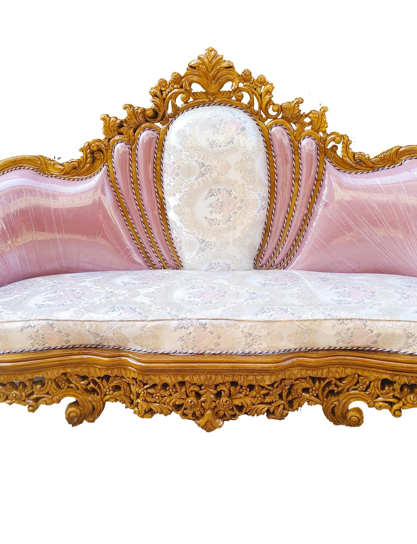 Hand Carved Wooden Sofa: Royal Style 3-Seater