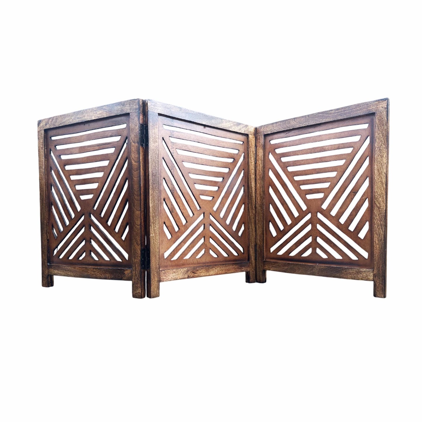 Mid-Century Brown Wood Folding Divider: Handmade Pet/Baby Partition