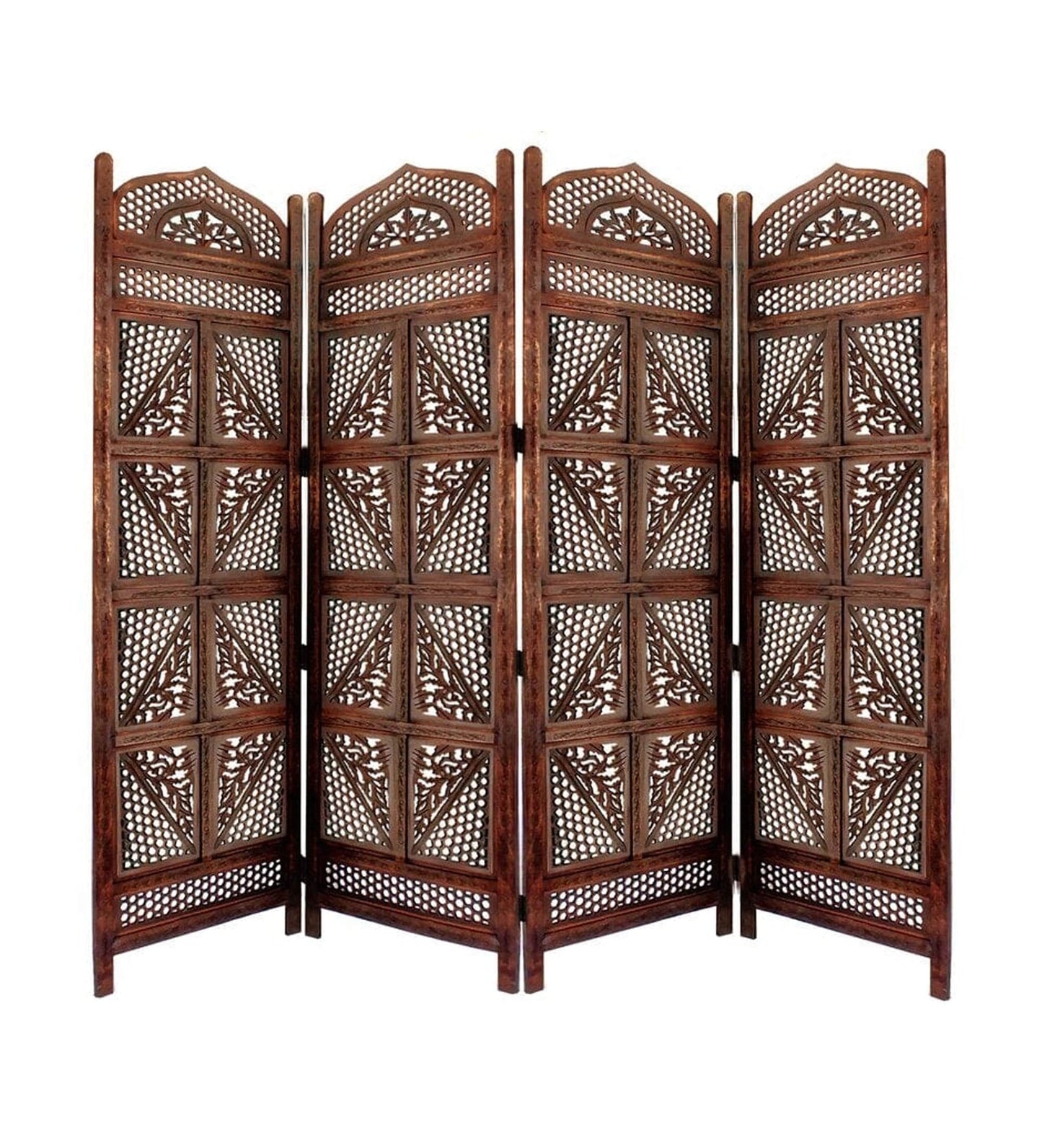 Mid-Century Modern Wooden Folding Room Divider - Handmade Partition