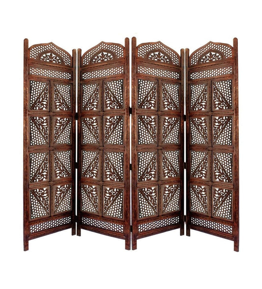 Mid-Century Modern Wooden Folding Room Divider - Handmade Partition