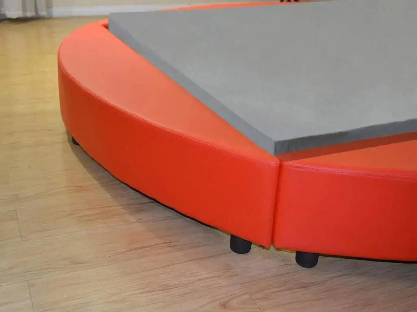 Handmade Modern Round King Bed: Tufted Headboard, Solid Wood Frame