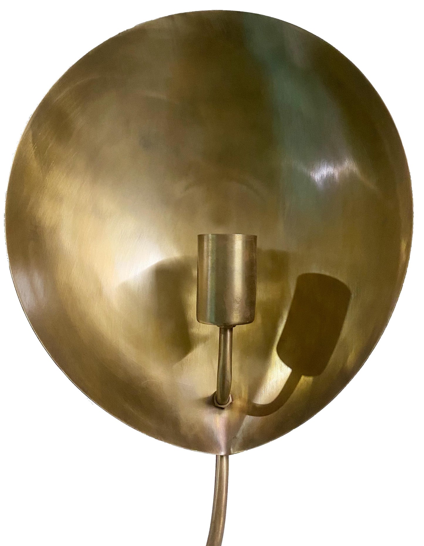 Mid Century Brass Wall Sconce: Handmade Curved Disk Light Fixture