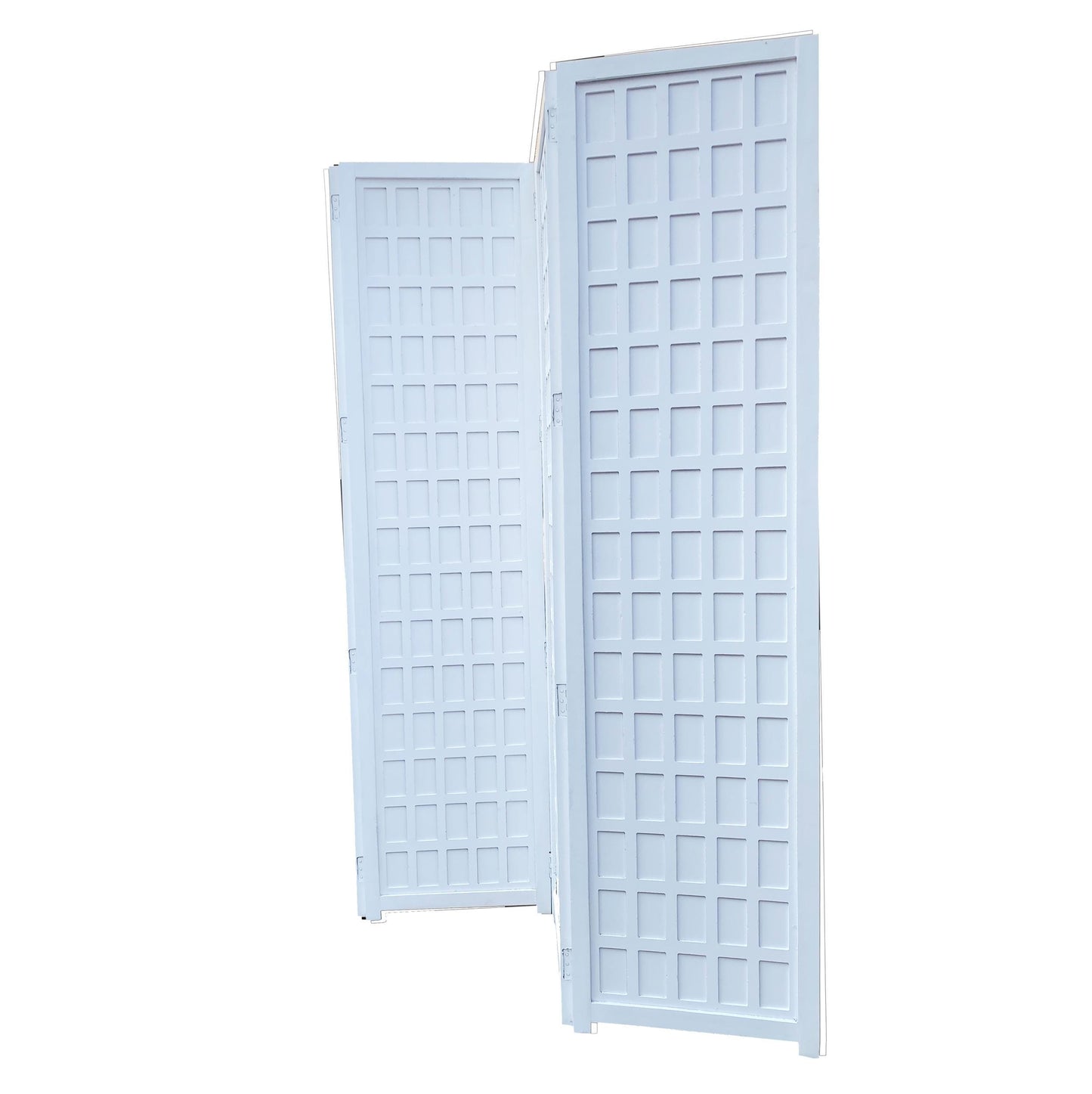Handmade Wooden Folding Room Divider: White Block Cube Partition