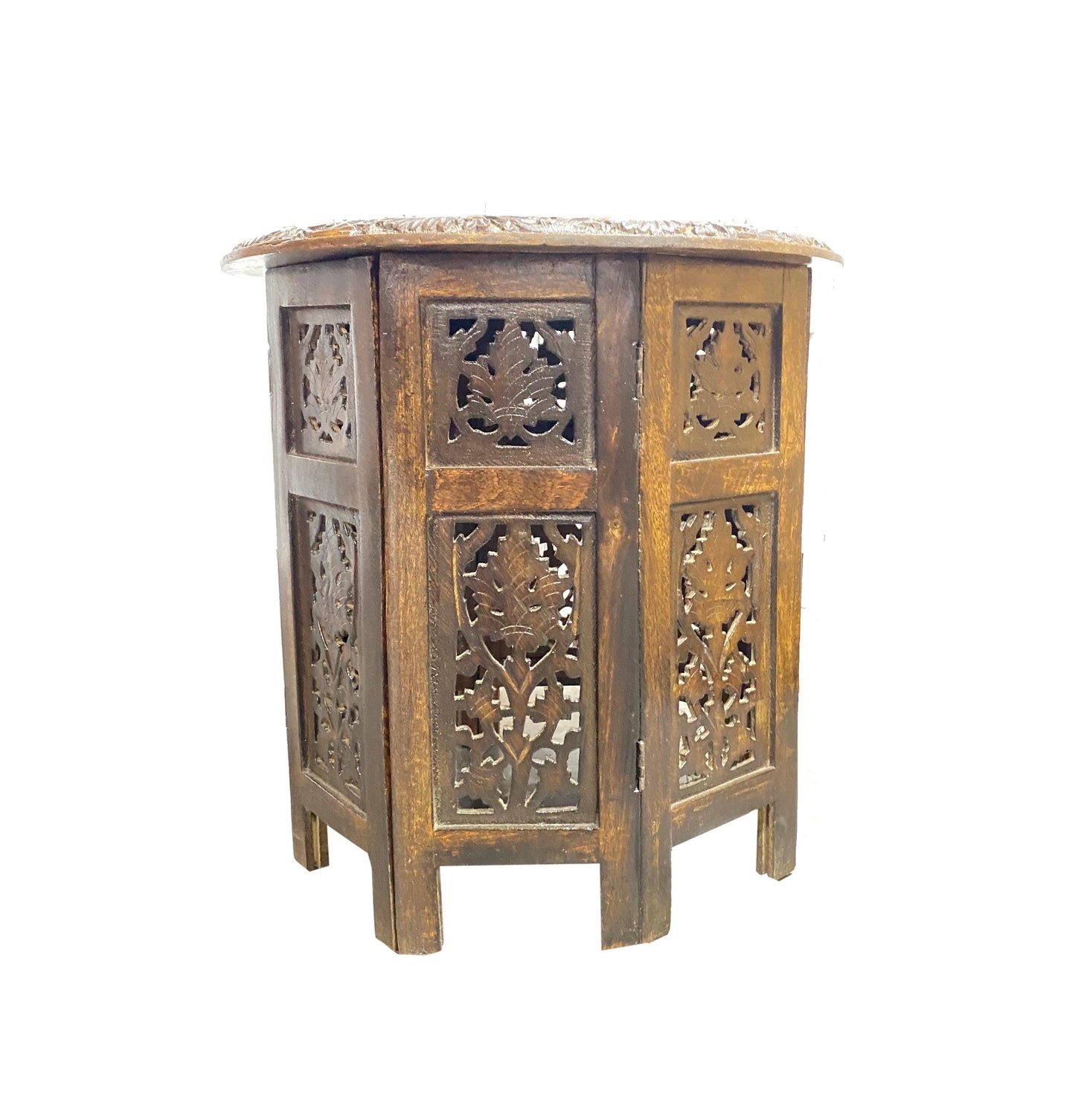 Hand Carved Mango Wood Coffee Table: Mid-Century Modern Accent Furniture