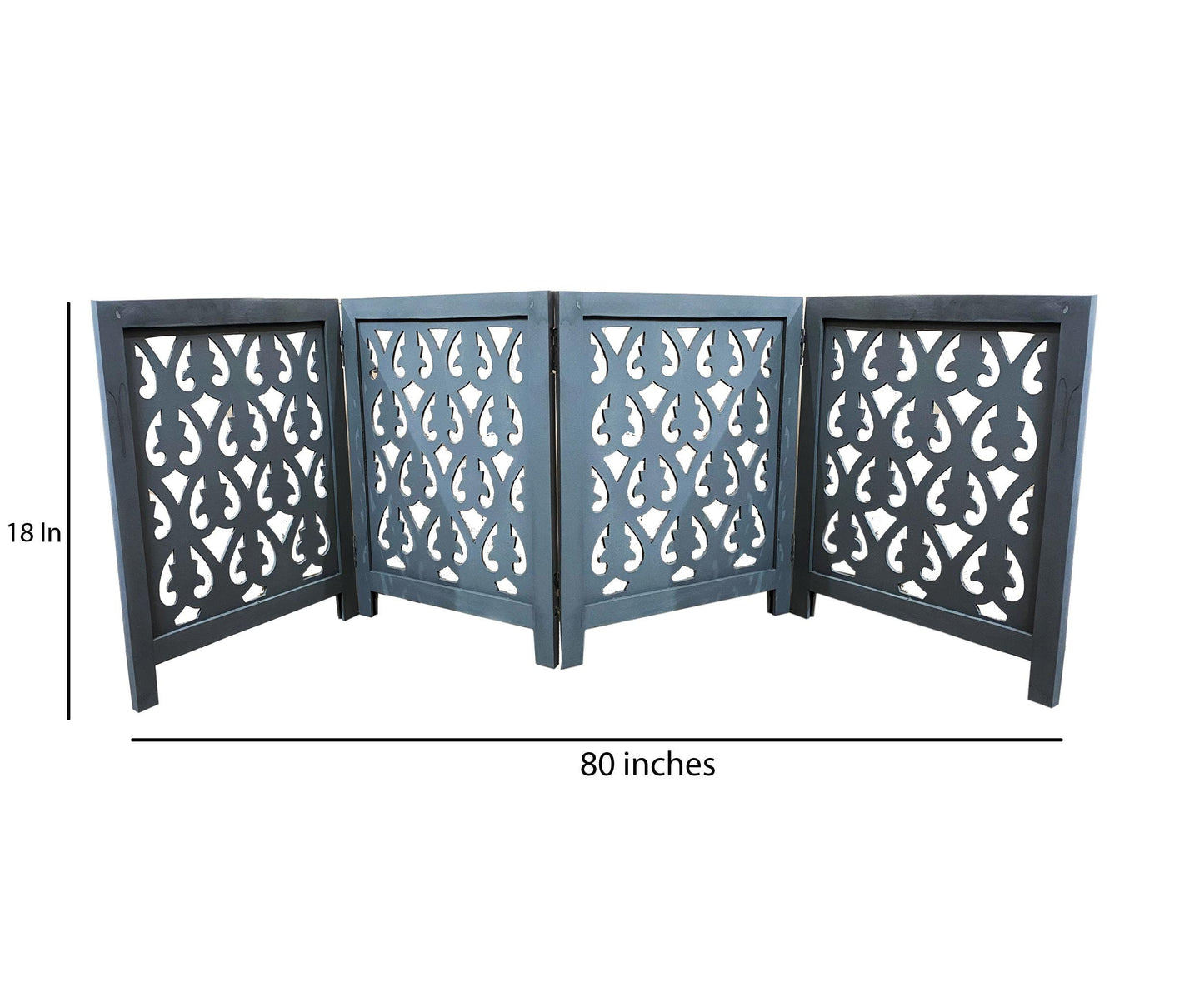 Mid Century Black Wooden Folding Room Divider: Handmade Partition