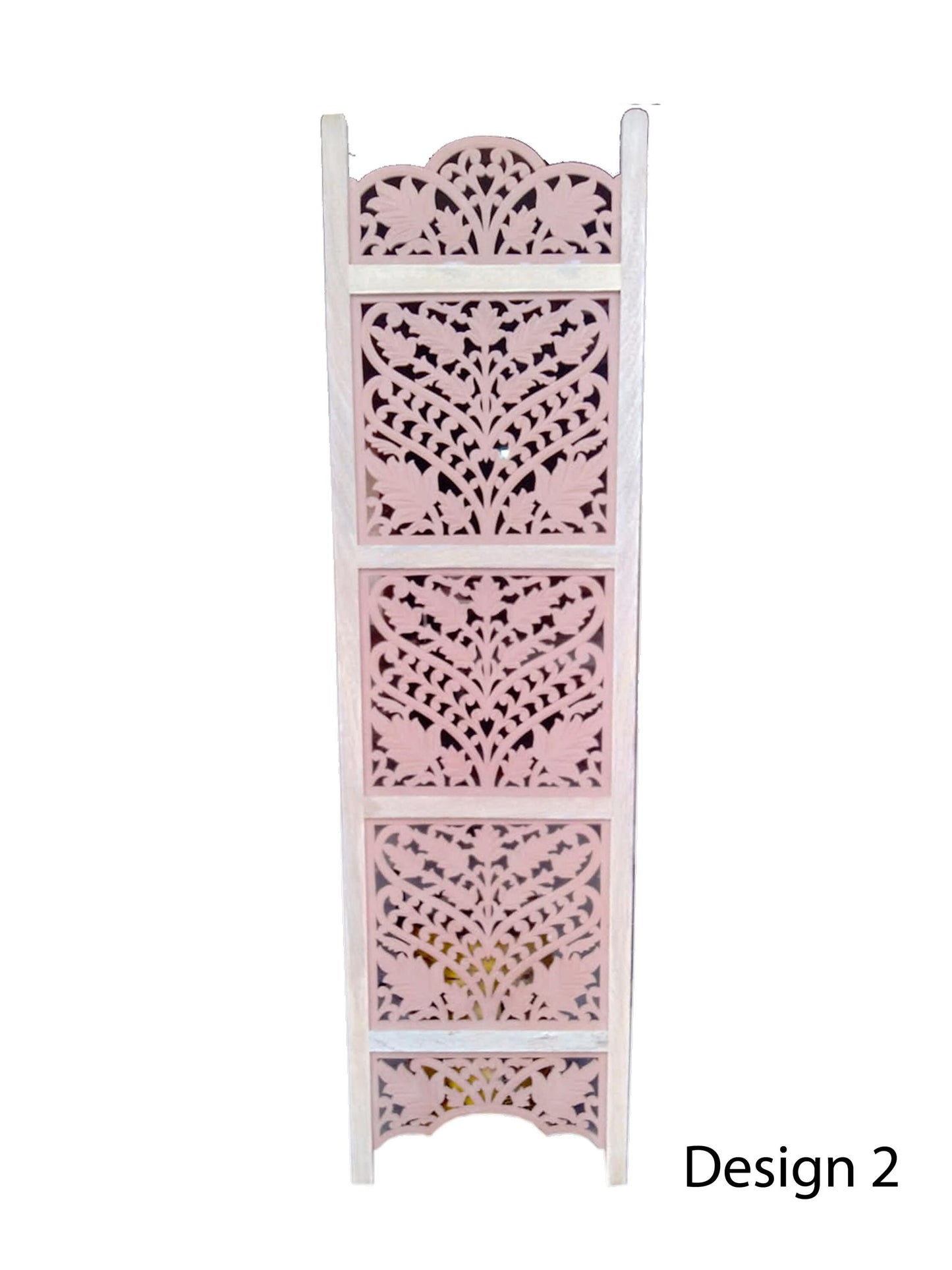 Handmade Wooden Folding Room Divider: Mid-Century Floral Partition