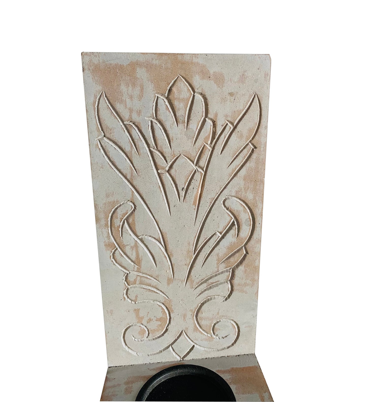 Mid century Rustic White Wooden Pallet Carving Wall Mount Candle Holder Fixture