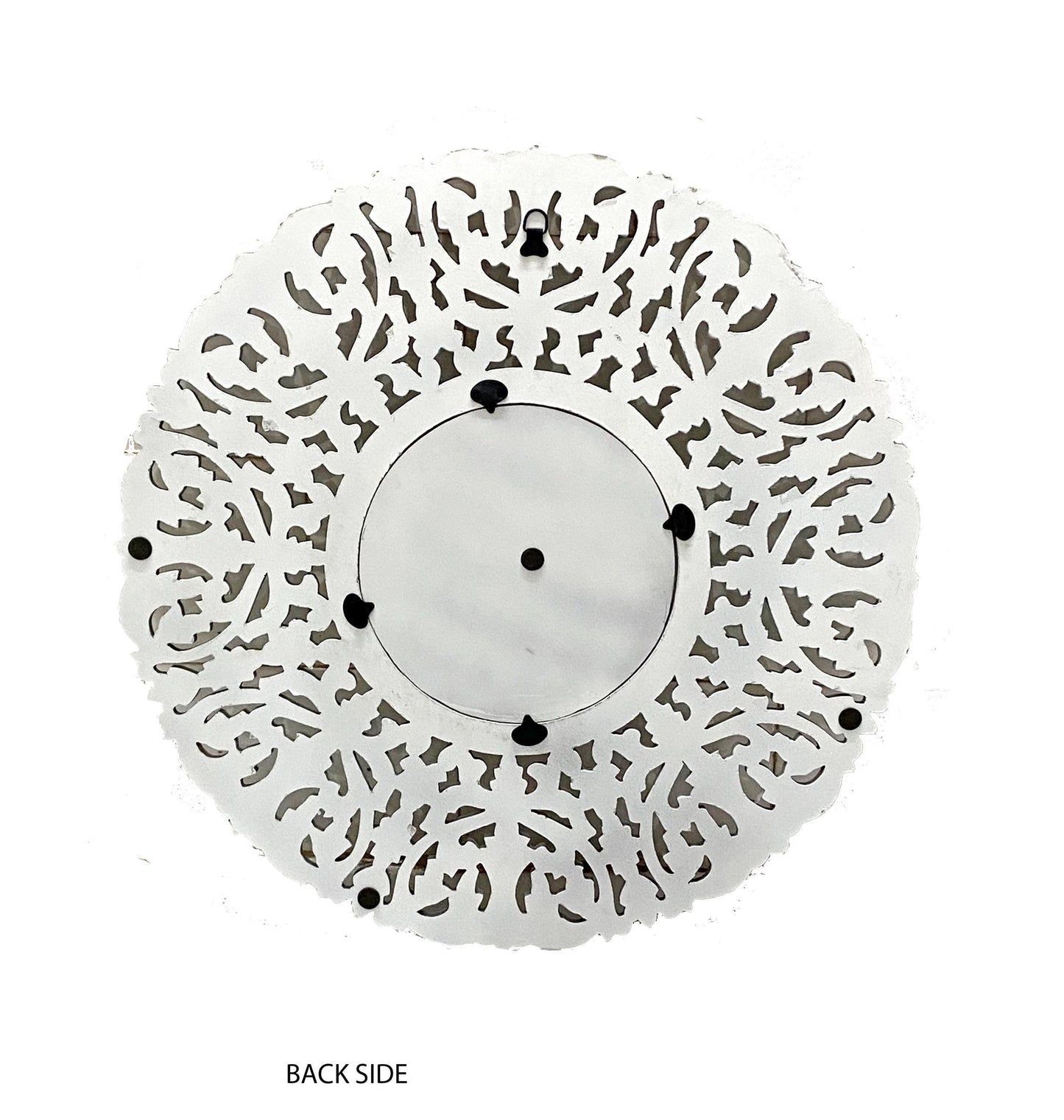 Handmade Carved Wood Mirror Frame: White Wall Hanging Decor