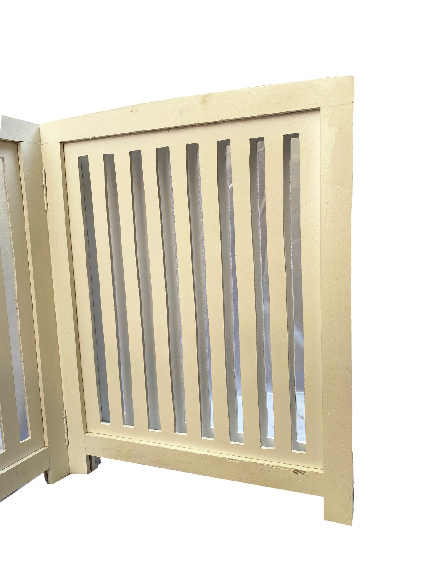 Handmade Mid-Century White Wooden Folding Room Divider