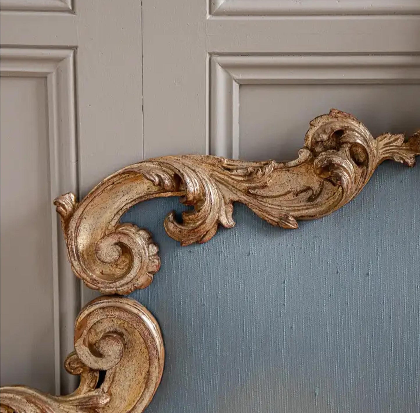 Handmade Gilt Wood King/Queen Headboard: Mid-Century Rococo Style