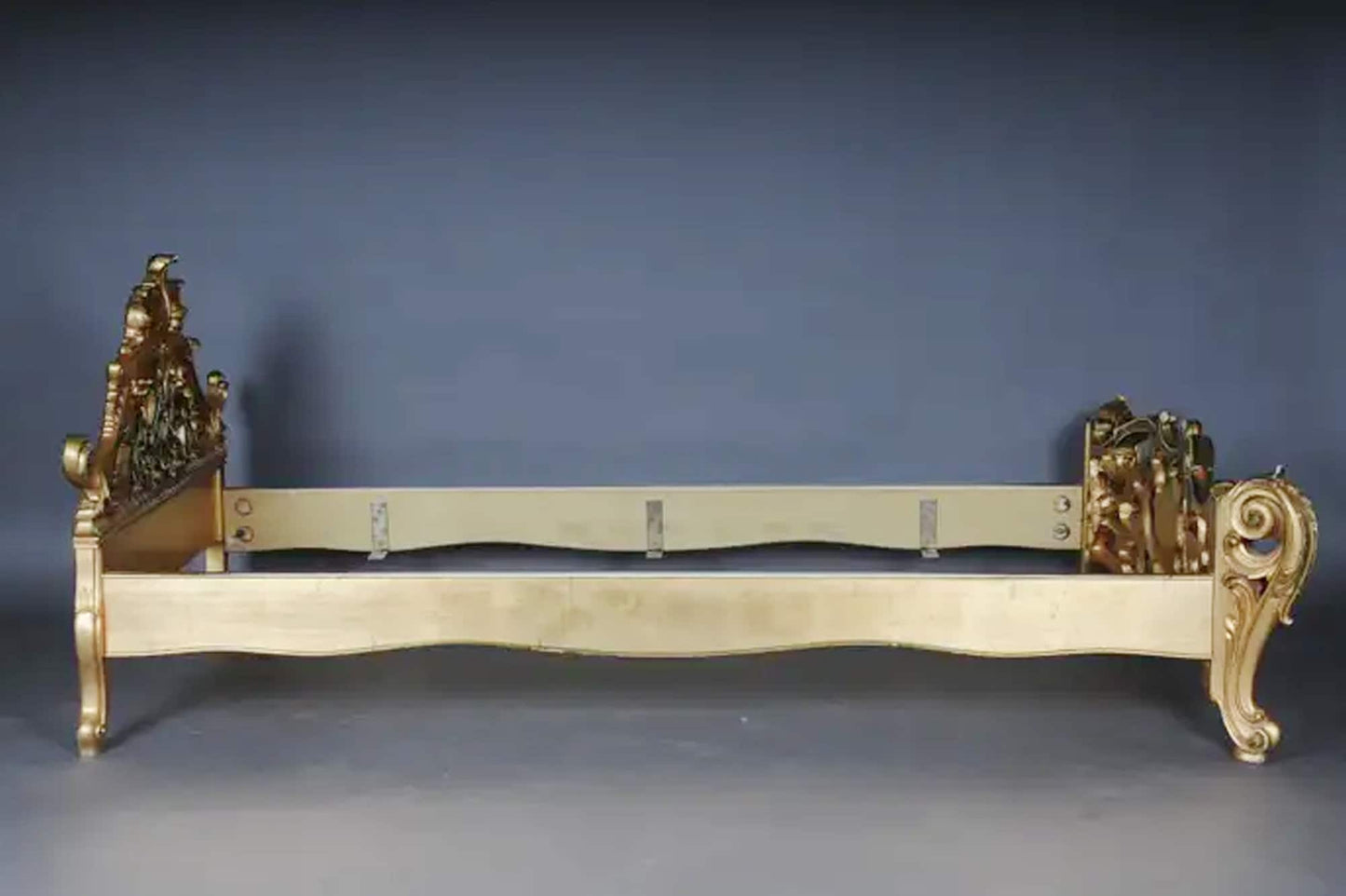 Mid Century Handmade 20th Century Rococo Gold French Louis XV Bed