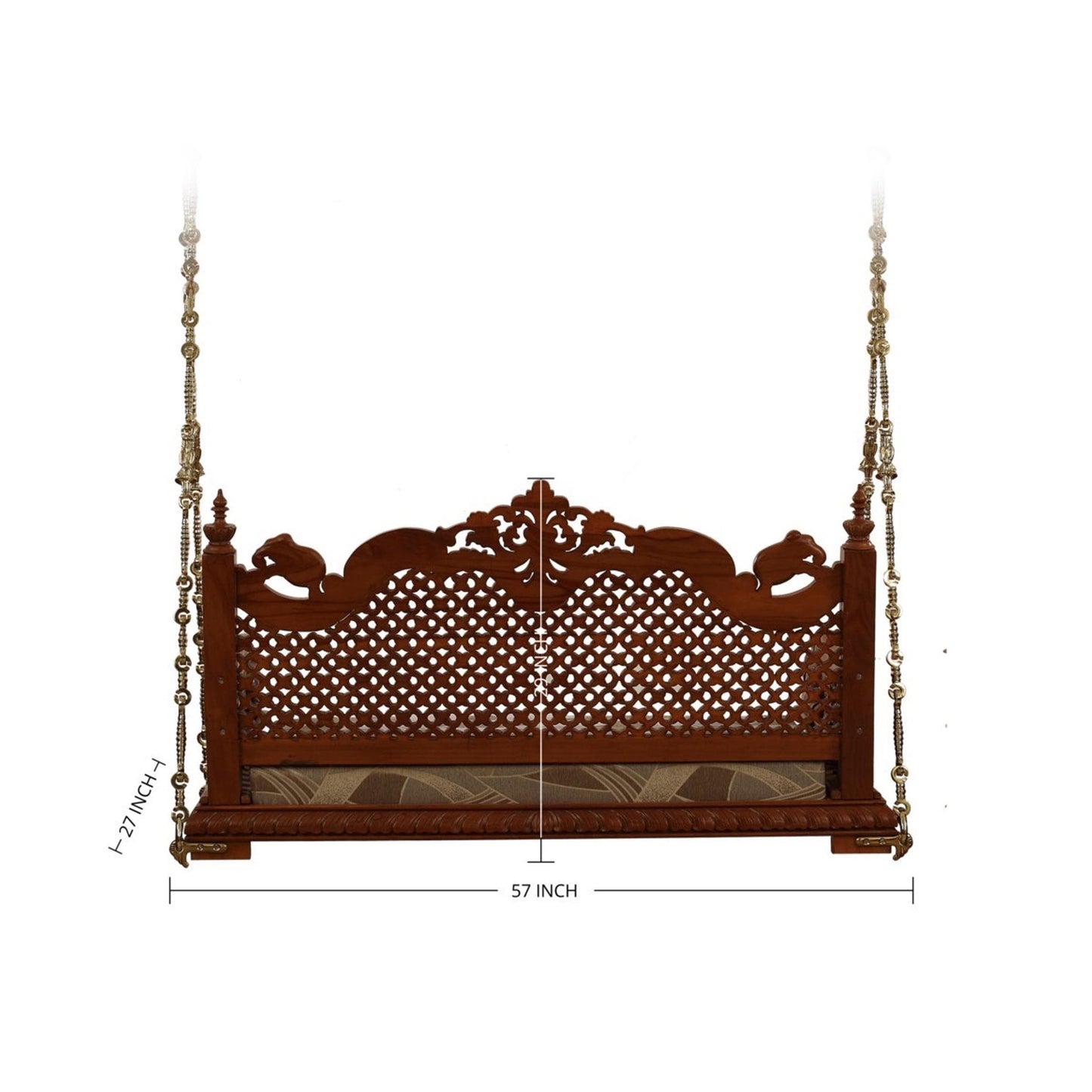 Teak Wood Swing: Elephant Design with Brass Chain