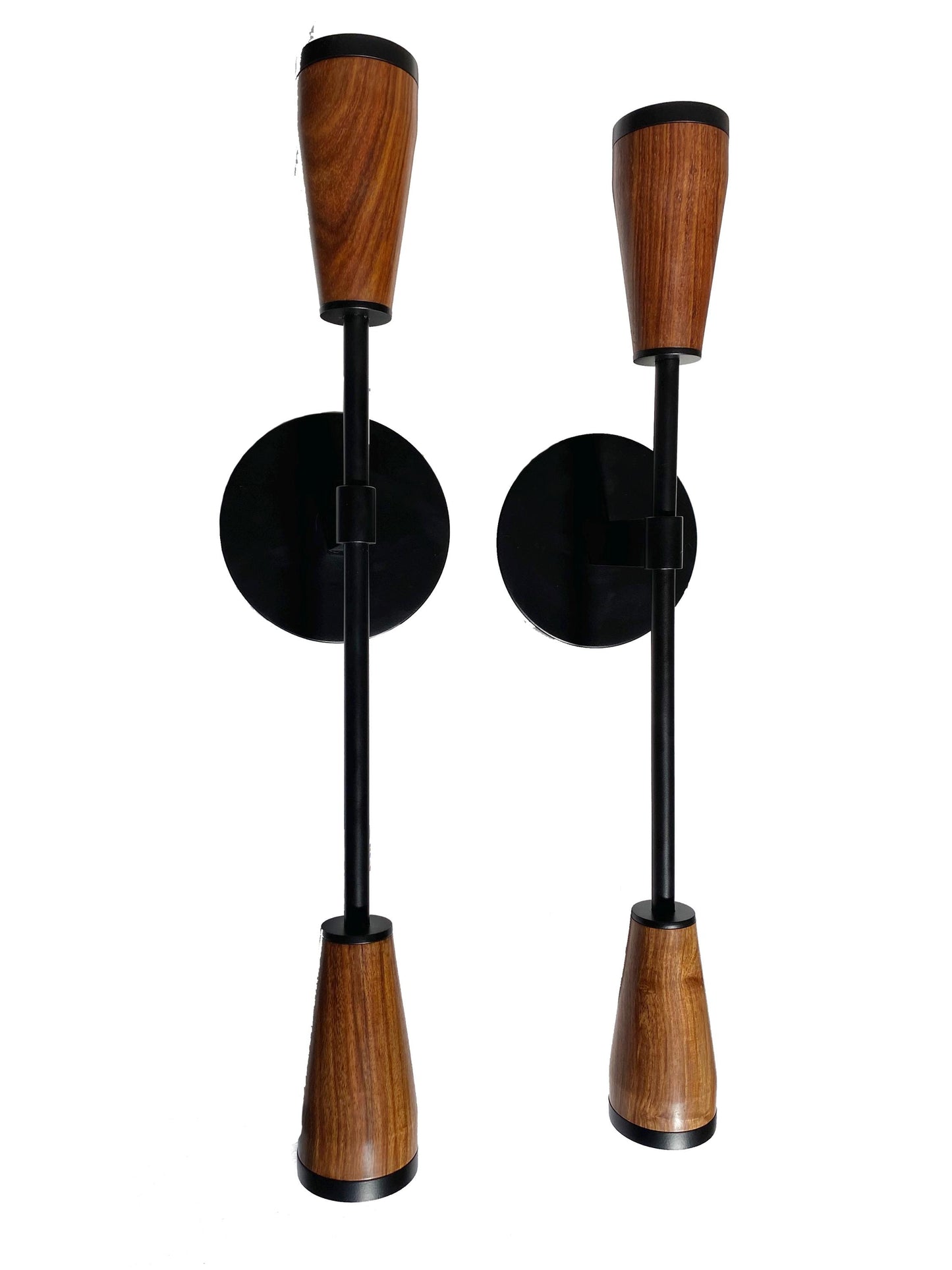 Mid-Century Modern Wall Sconce: Handmade Wooden & Brass Light