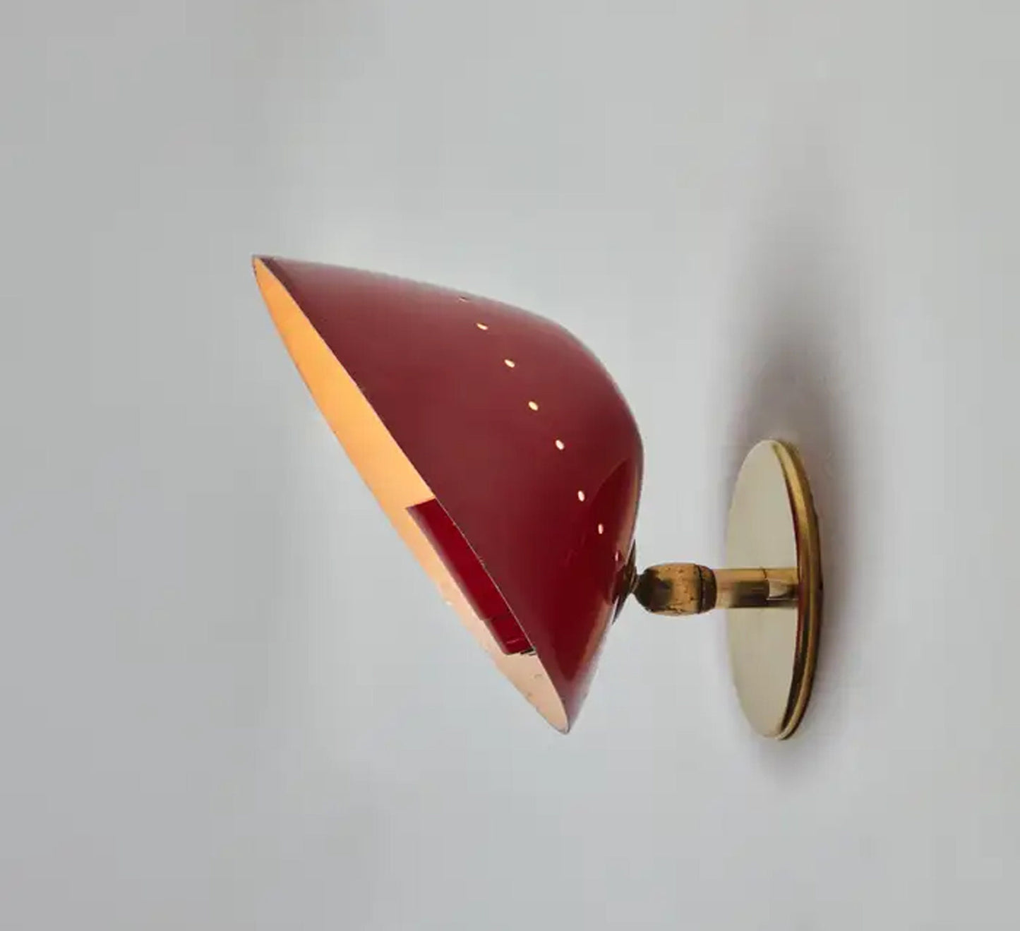 Brass Perforated wall sconce, handmade Round shade Italian wall light Fixture