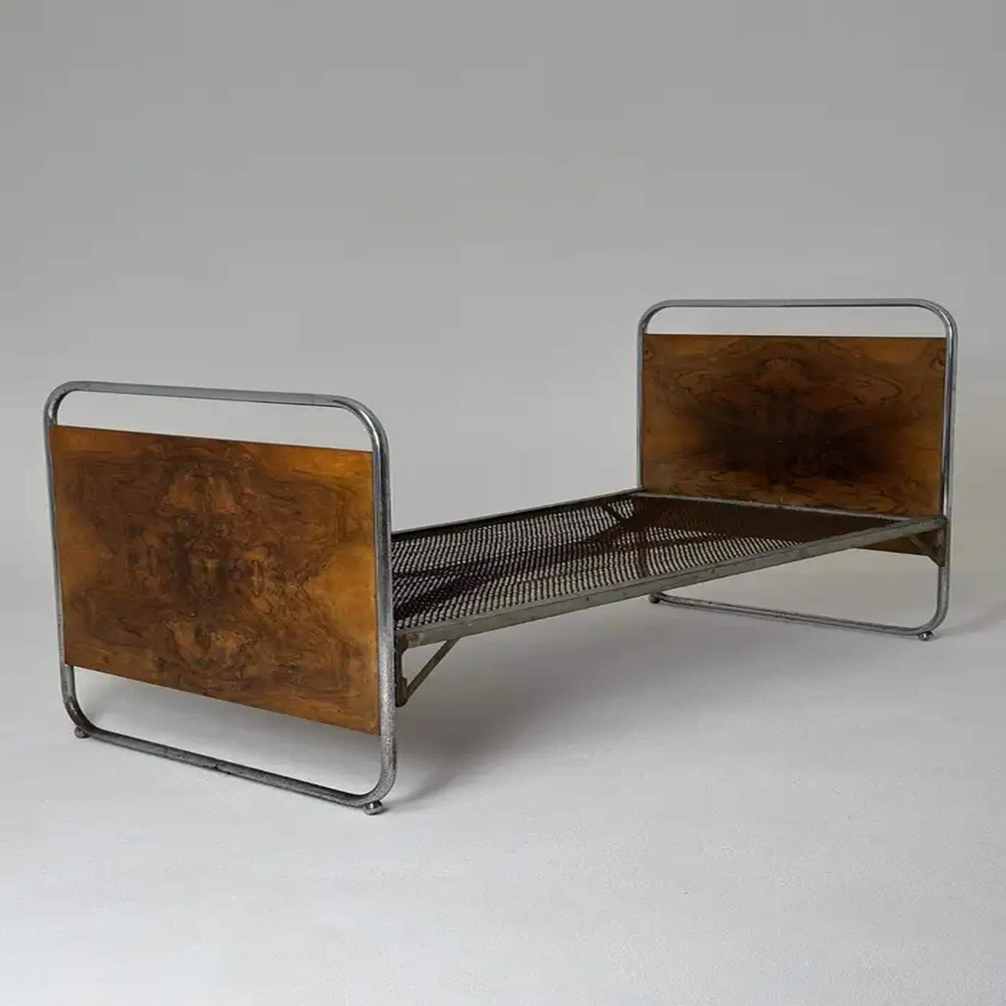 Handmade Marcel Breuer Style Brass & Wood Bed - Mid-Century Modern Design
