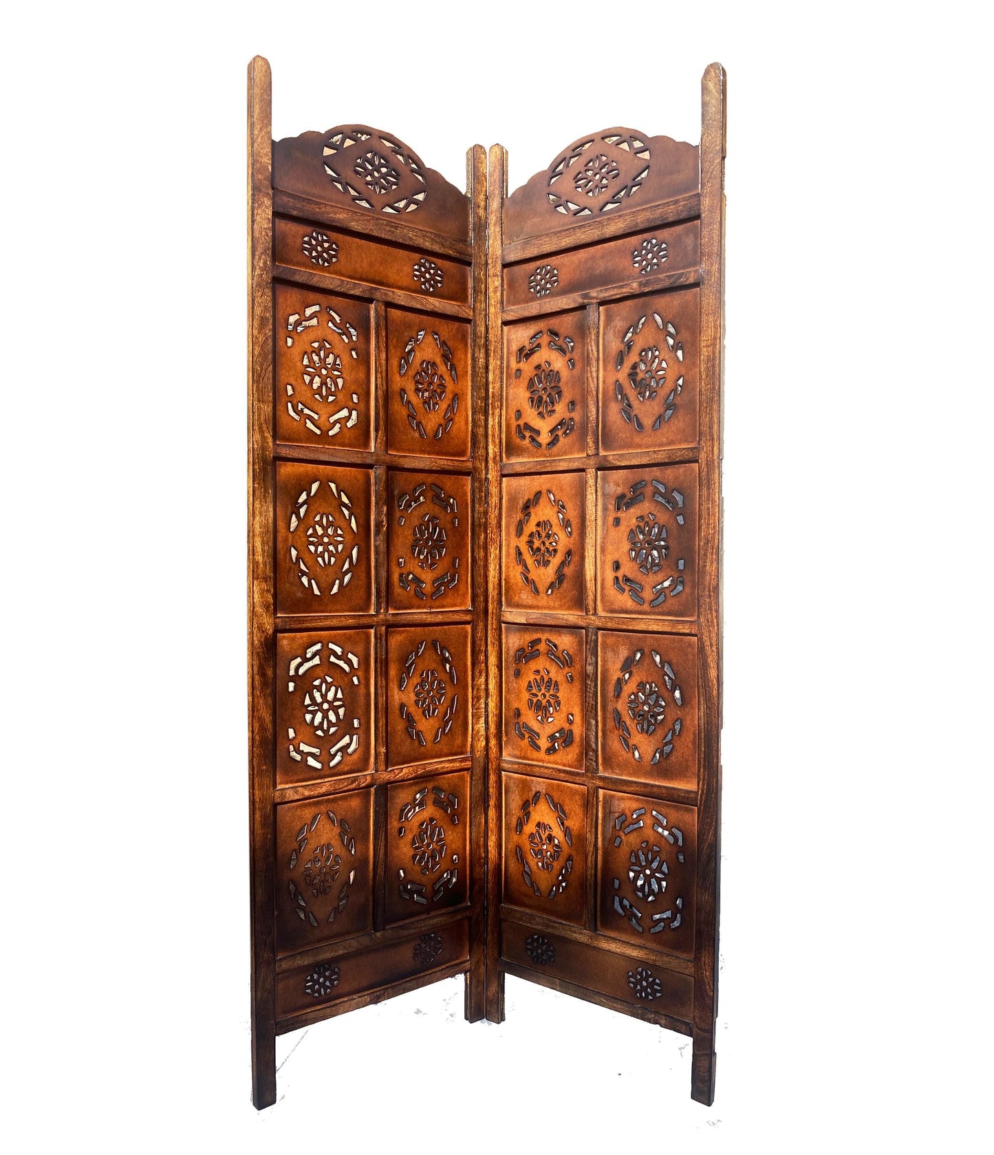 Mid century Design Round top Design Wooden Folding Divider, Partition, Handmade Self standing separator