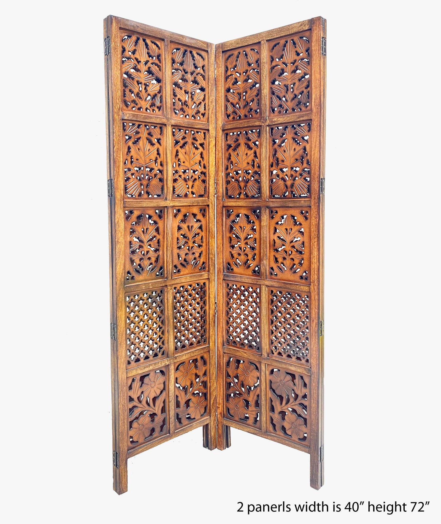 Mid-Century Modern Wood Folding Divider: Handmade Partition Screen