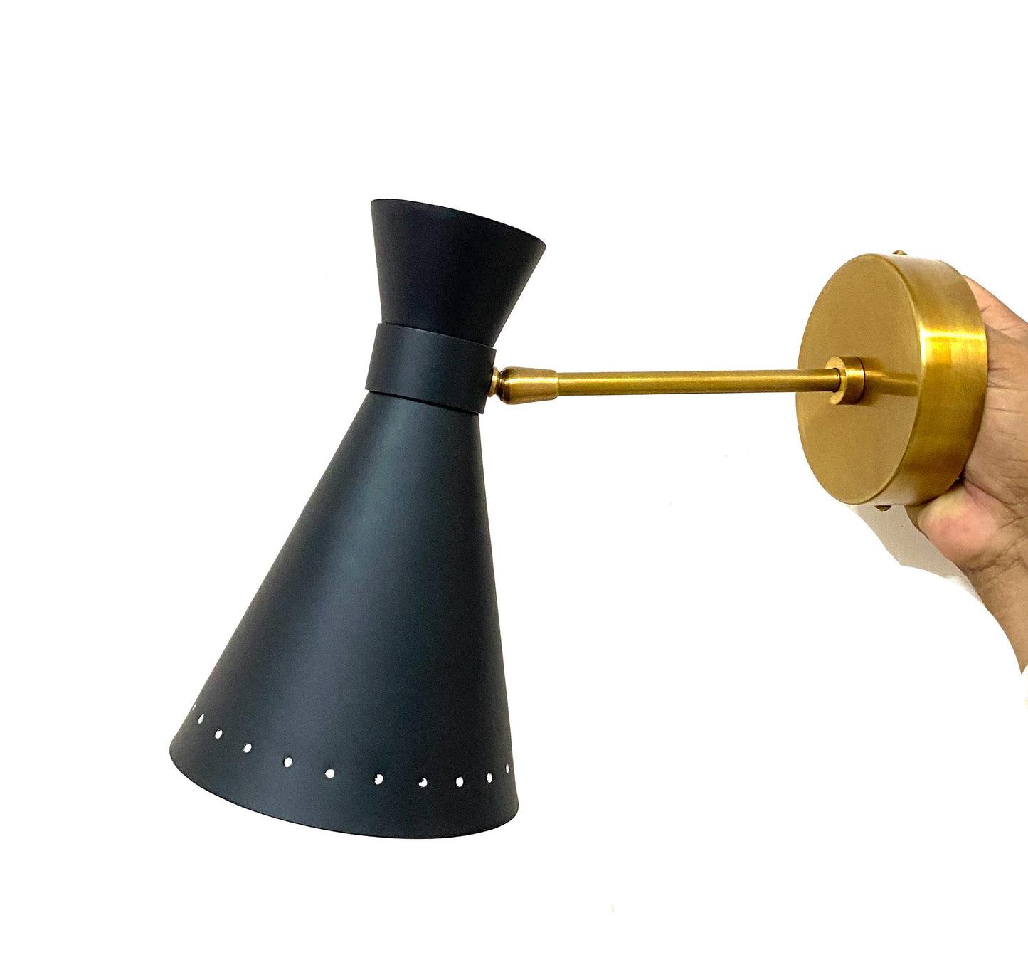 Handmade Brass Wall Sconce: Matte Black Italian Light Fixture