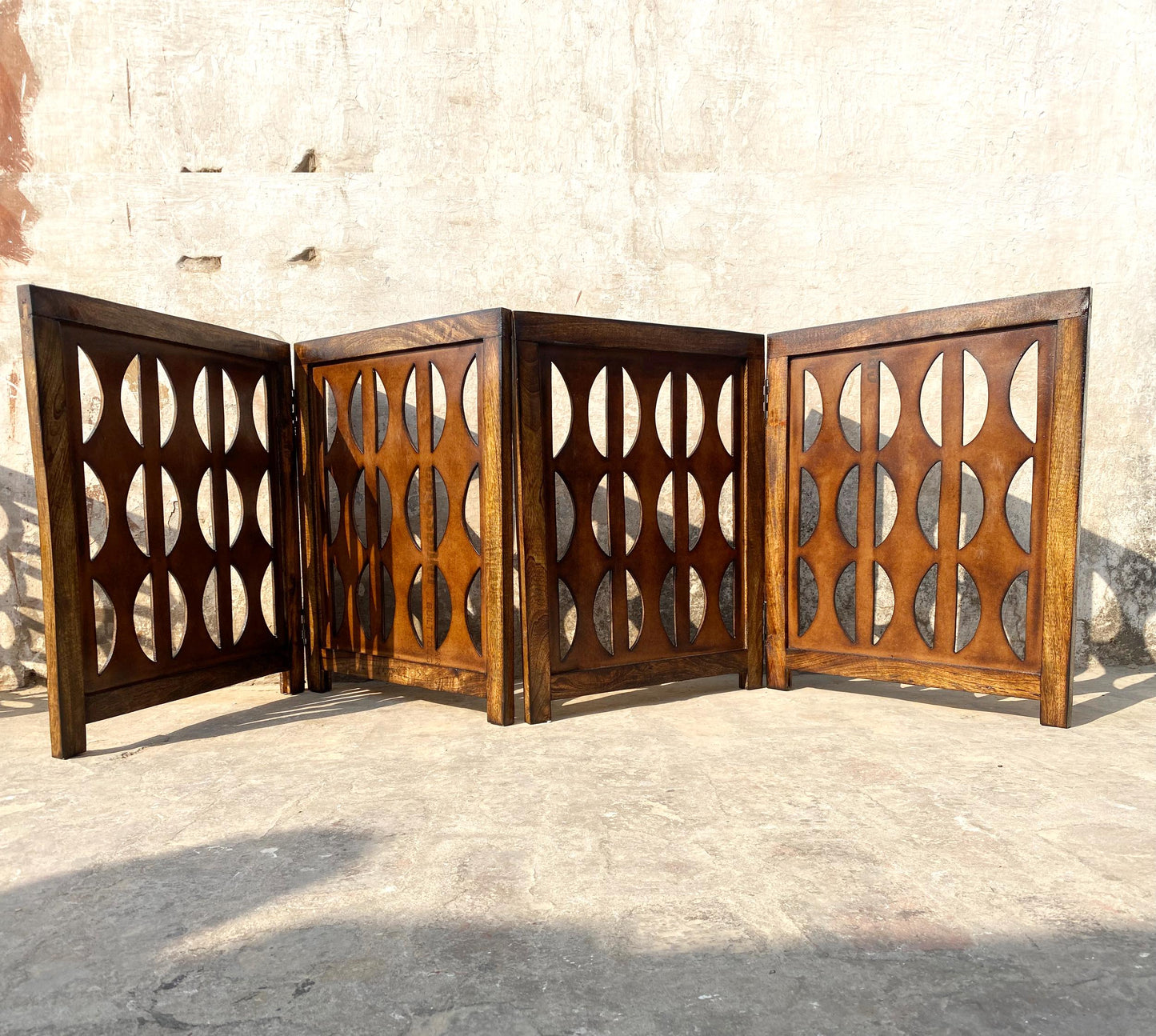 Mid Century Wooden Folding Room Divider: Handmade Partition