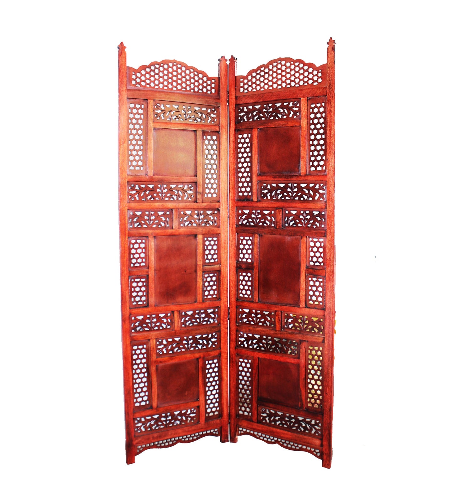 Mesh and block Style Wooden Folding Divider, Partition, Handmade Self standing separator