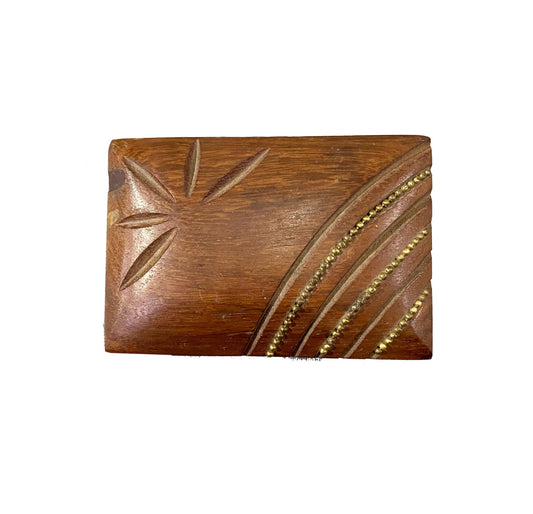 Handmade Carved Wood Box: Asymmetric Design, Gold Finish