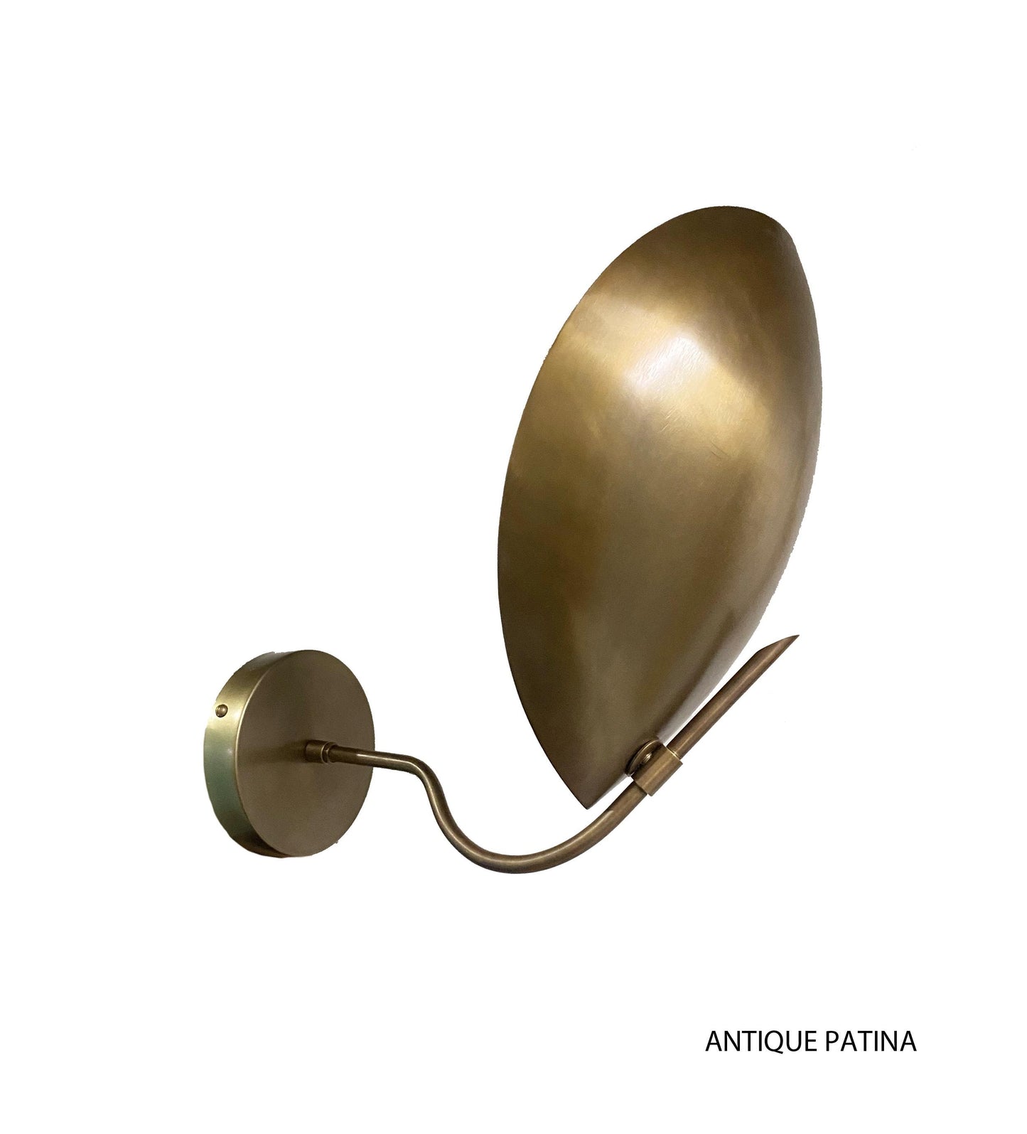 Mid Century Brass Wall Sconce: Handmade Curved Disk Light Fixture