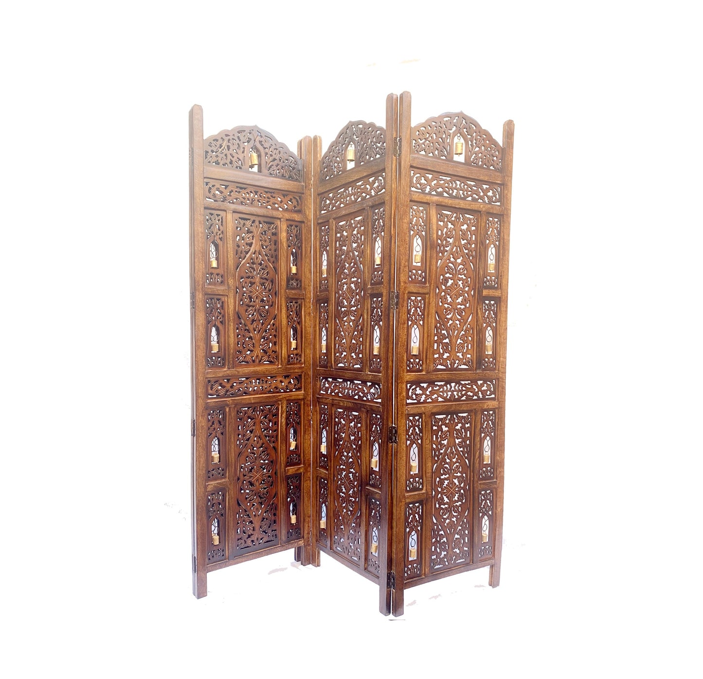 Mid century Bell Design Wooden Folding Divider, Partition, Handmade Self standing separator