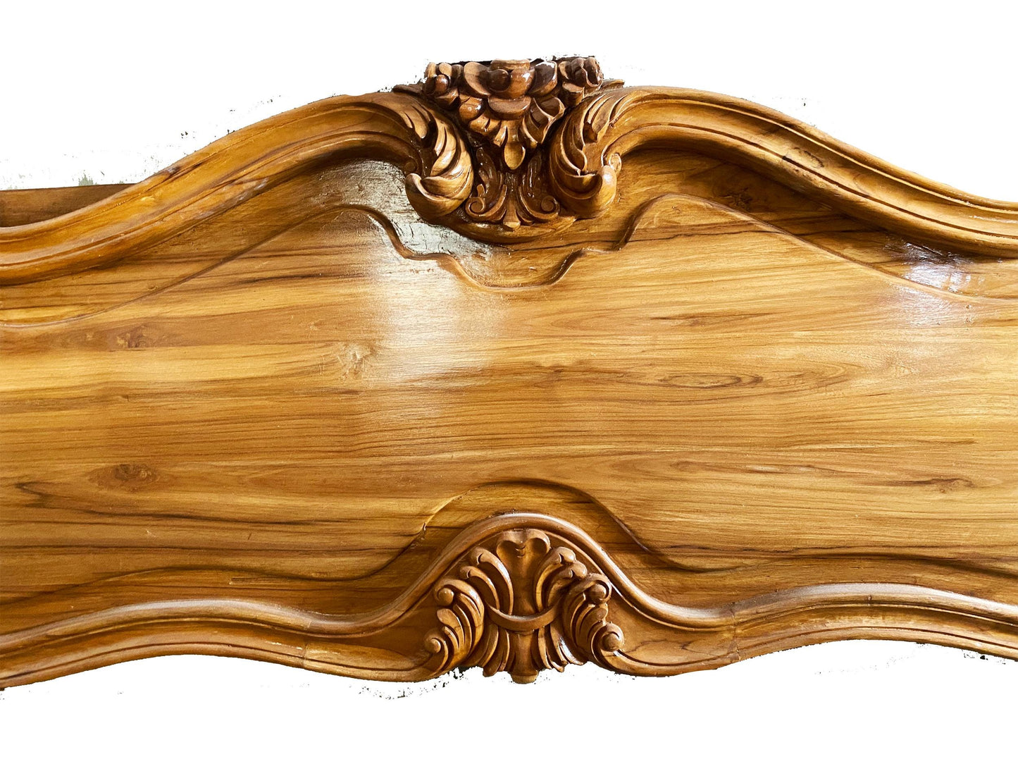 Handmade 20th Century Rococo Headboard, King/Queen French Louis XV wooden headboard and footboard