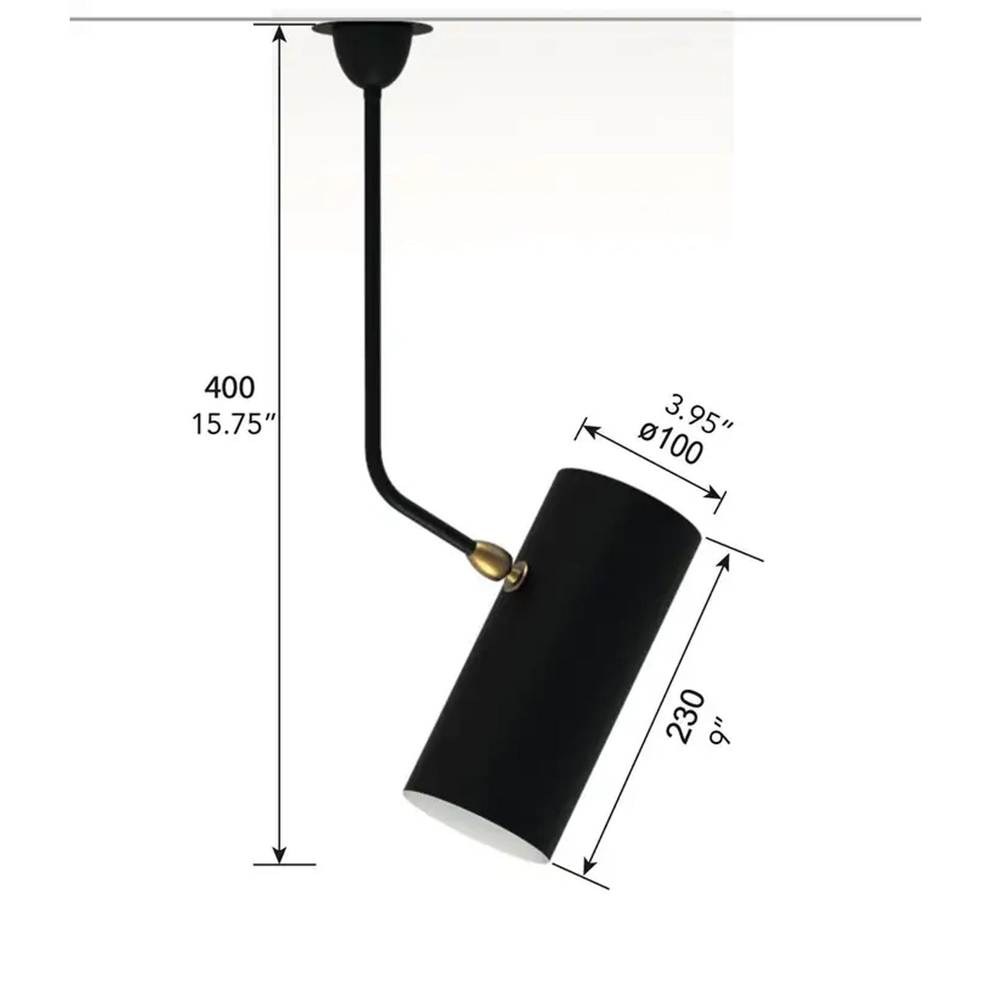 Handmade Brass Mid-Century Pendant Light - L Shape Ceiling Fixture