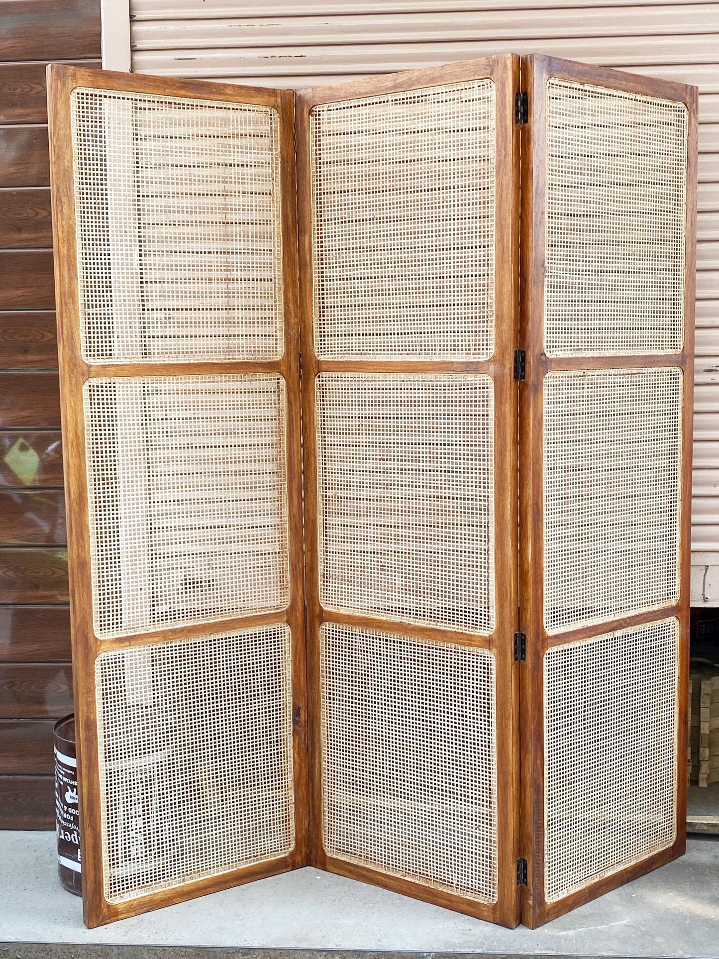 Natural Rattan cane Room partition Screen, Folding Divider, Mid-century Separator