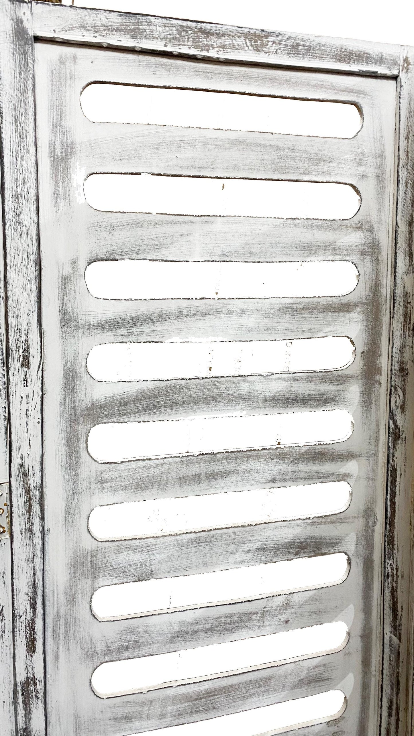 Handmade Rustic White Wood Folding Room Divider - 7 ft Tall