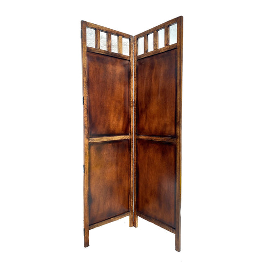 Mid Century Modern Wood Folding Room Divider: Handmade Block Design Partition