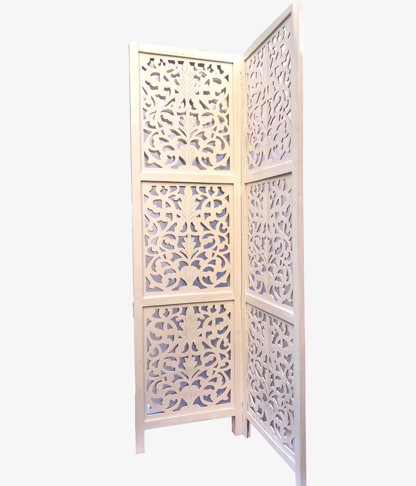 7 Feet tall flower Style Wooden Folding Divider, Partition, Handmade Self standing screen