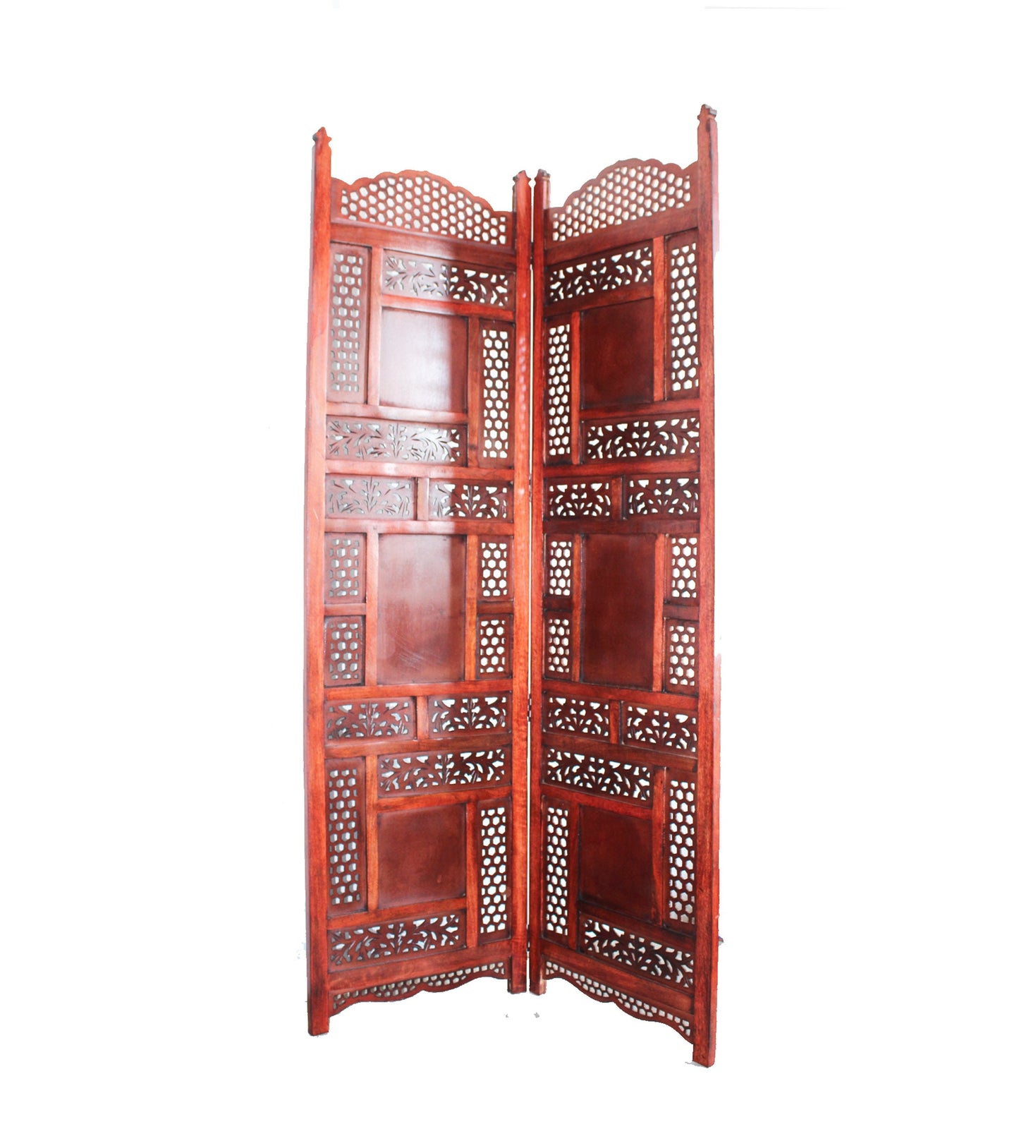 Mesh and block Style Wooden Folding Divider, Partition, Handmade Self standing separator