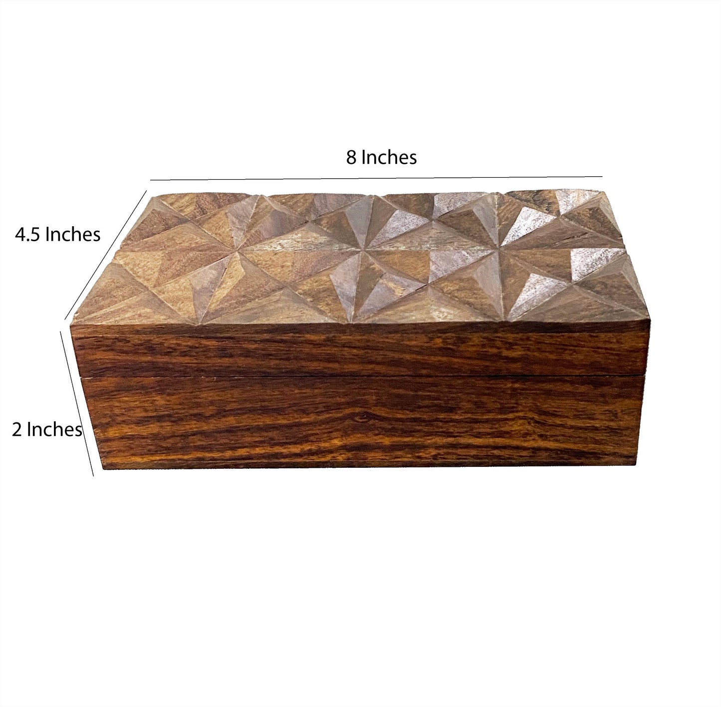 Handmade Carved Wood Box: Asymmetric Jewelry Box, Mid-Century Decor