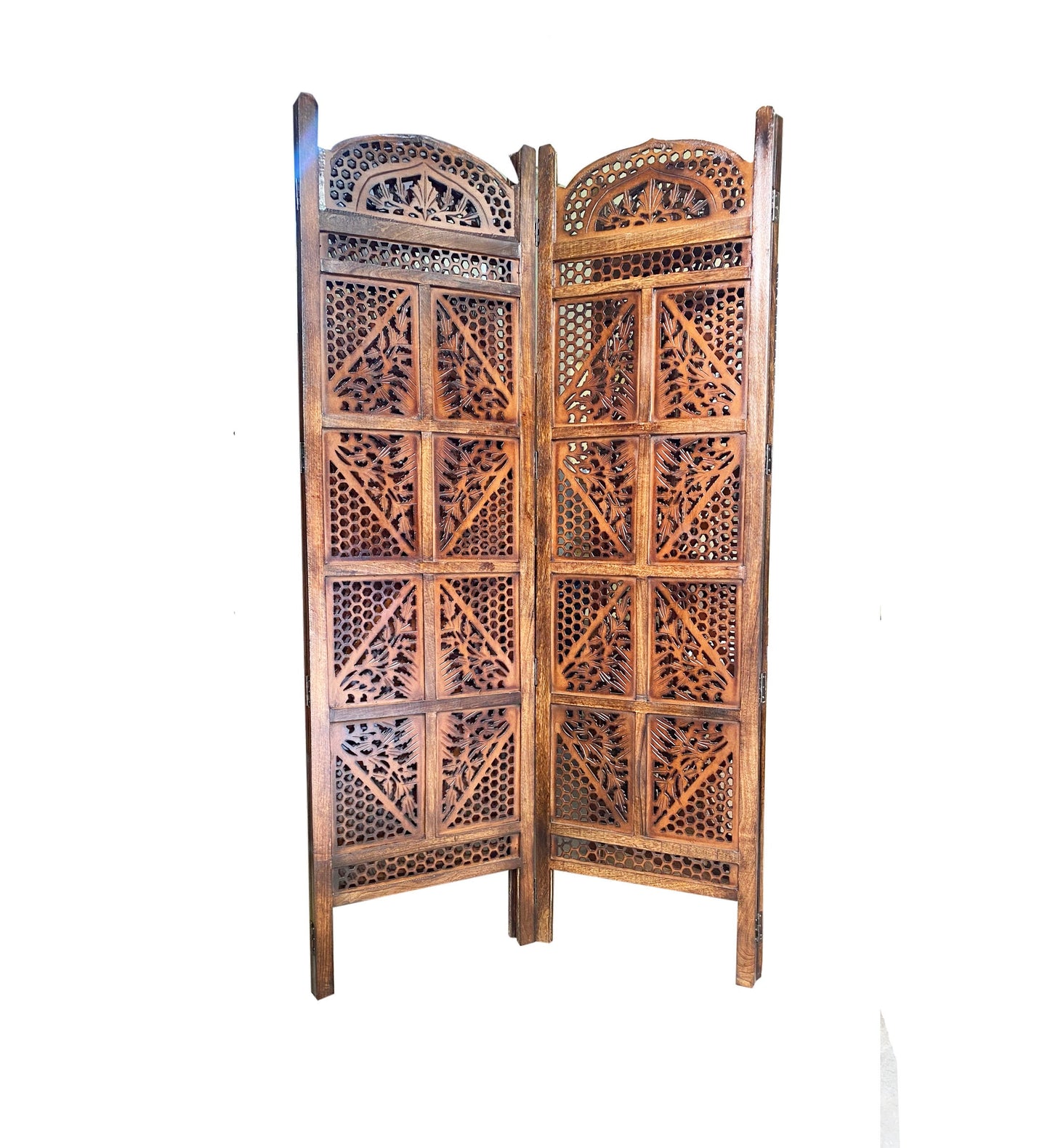 Mid-Century Modern Wooden Folding Room Divider - Handmade Partition