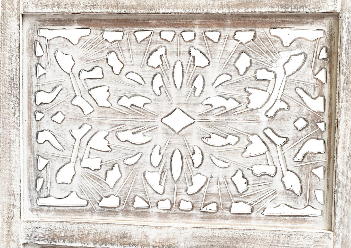 Handmade Rustic White Wood Room Divider: Mid-Century Modern Partition